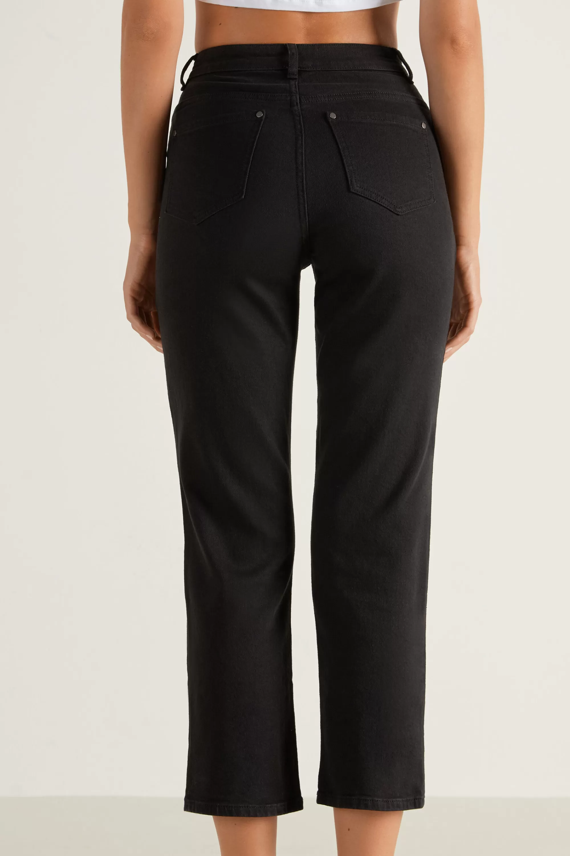 Online Pantalone Vita Alta Denim Dritto Con Tasche - Pantaloni - Donna | Jeans | Pantaloni