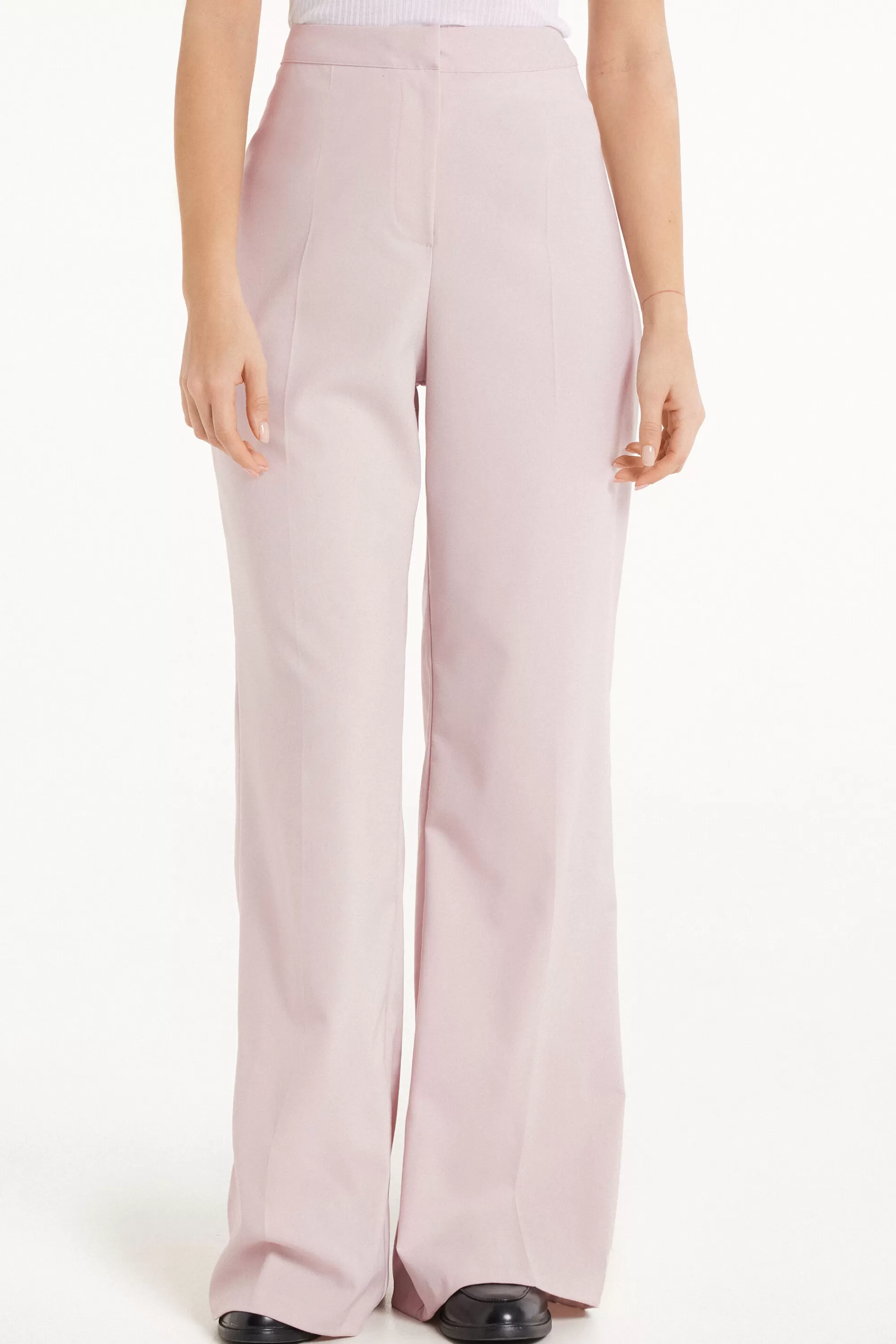 Fashion Pantaloni Lunghi A Palazzo In Tela - Pantaloni - Donna | Pantaloni