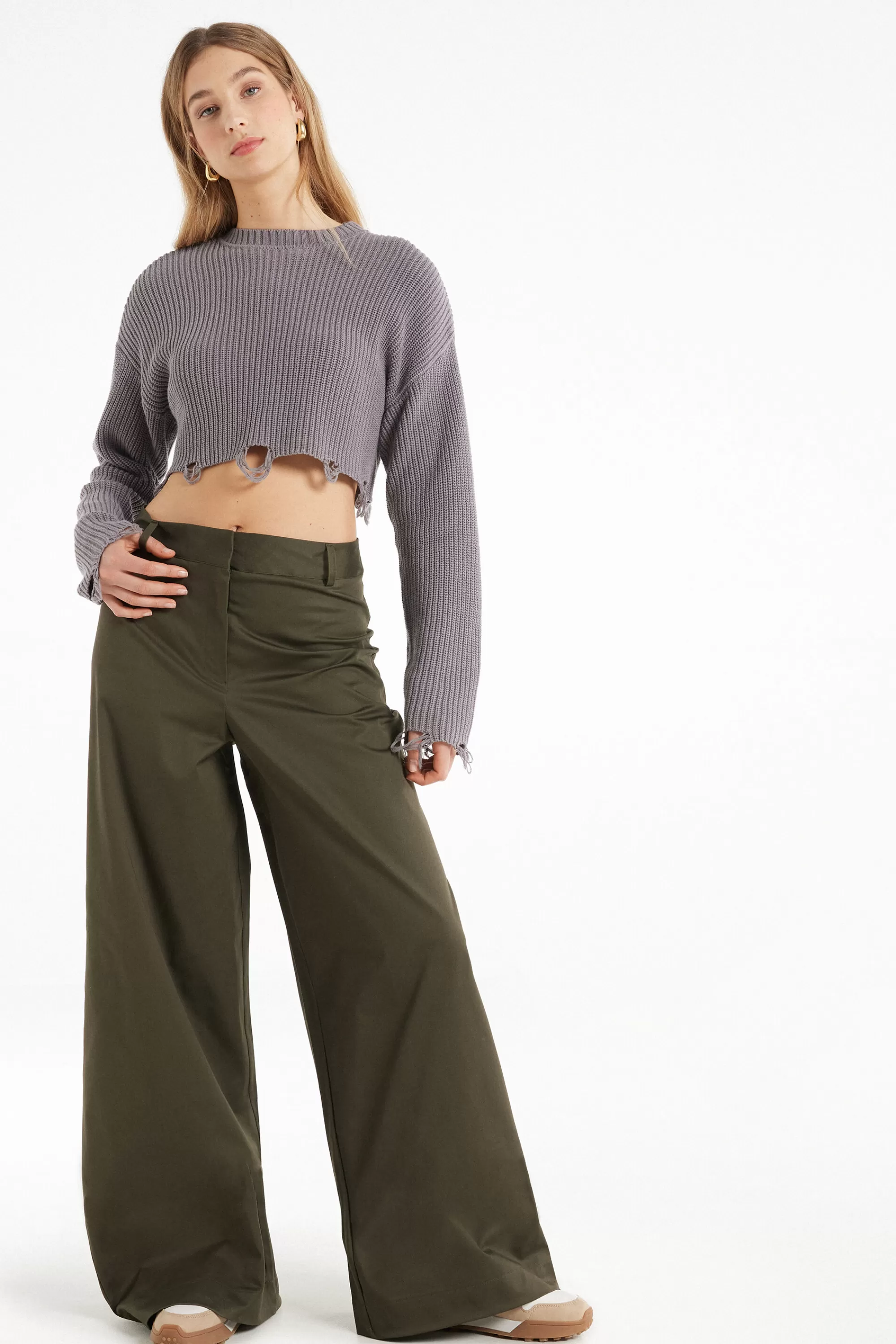 Best Pantaloni Lunghi Ampi In Tela Di Cotone - Pantaloni - Donna | Pantaloni
