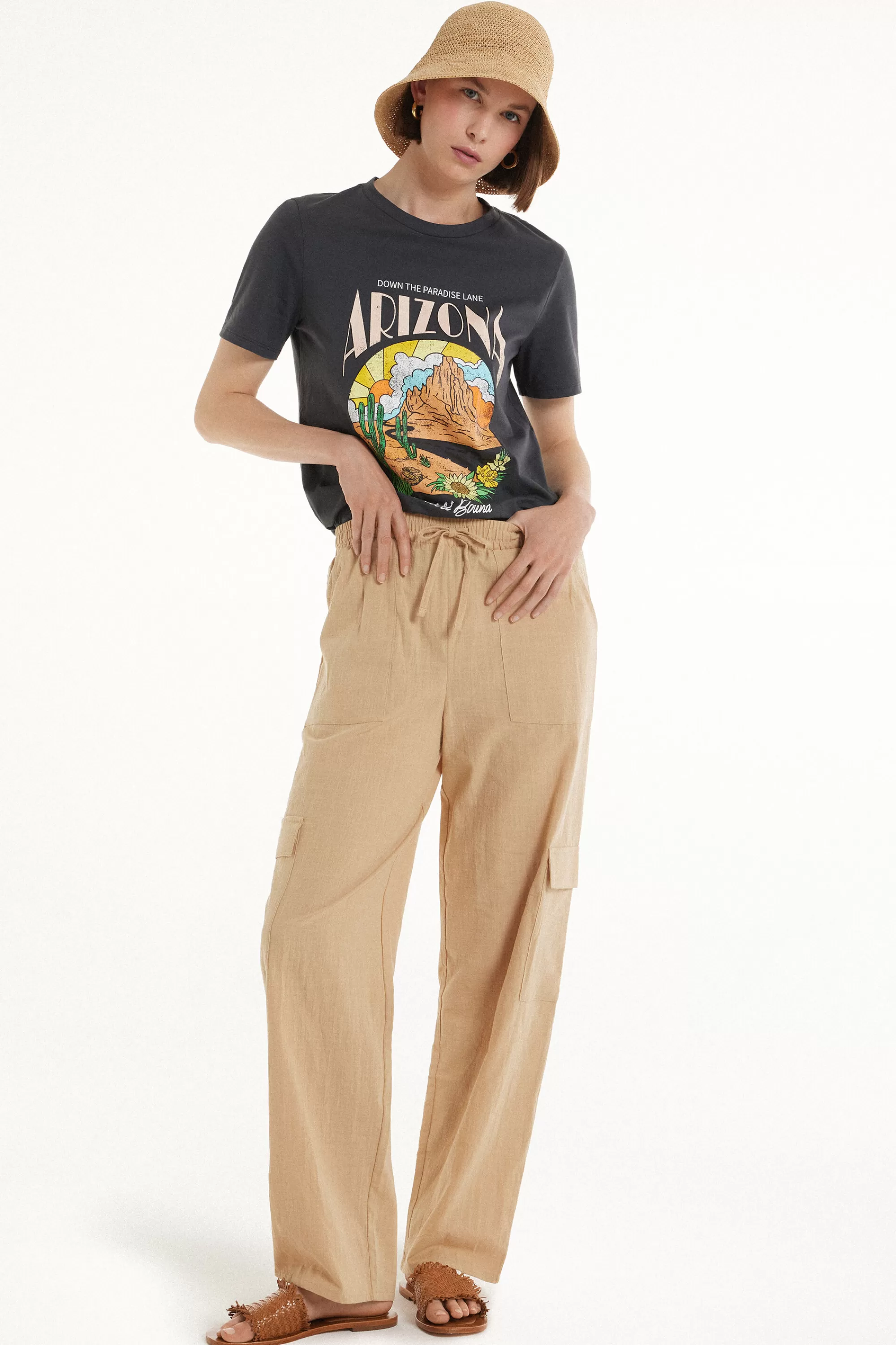 Discount Pantaloni Lunghi In 100% Cotone Super Leggero Con Tasche - Pantaloni - Donna | Pantaloni