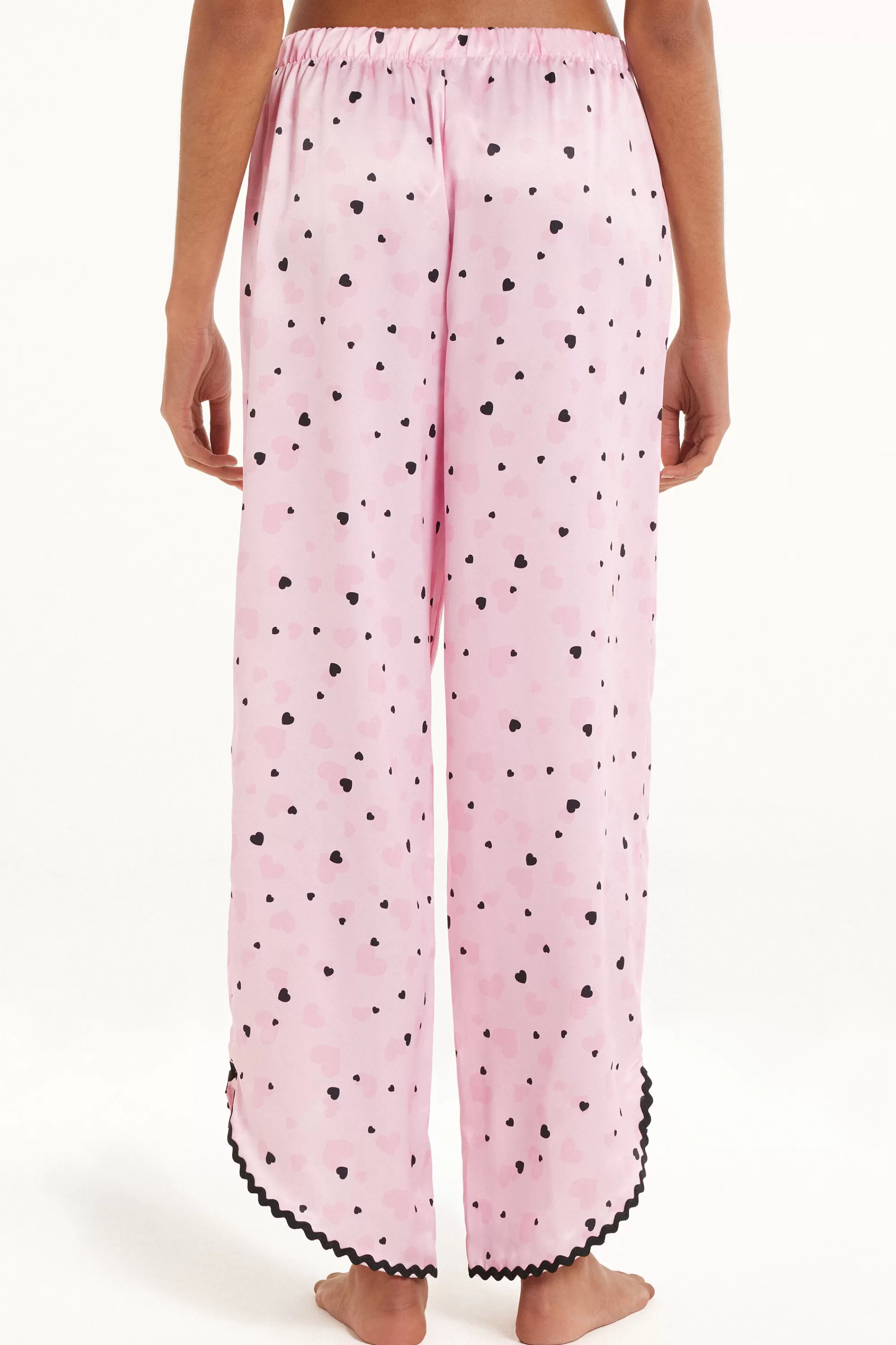 Best Sale Pantaloni Lunghi In Raso Cuoricini - Pigiami Combinabili - Donna | Pigiami combinabili