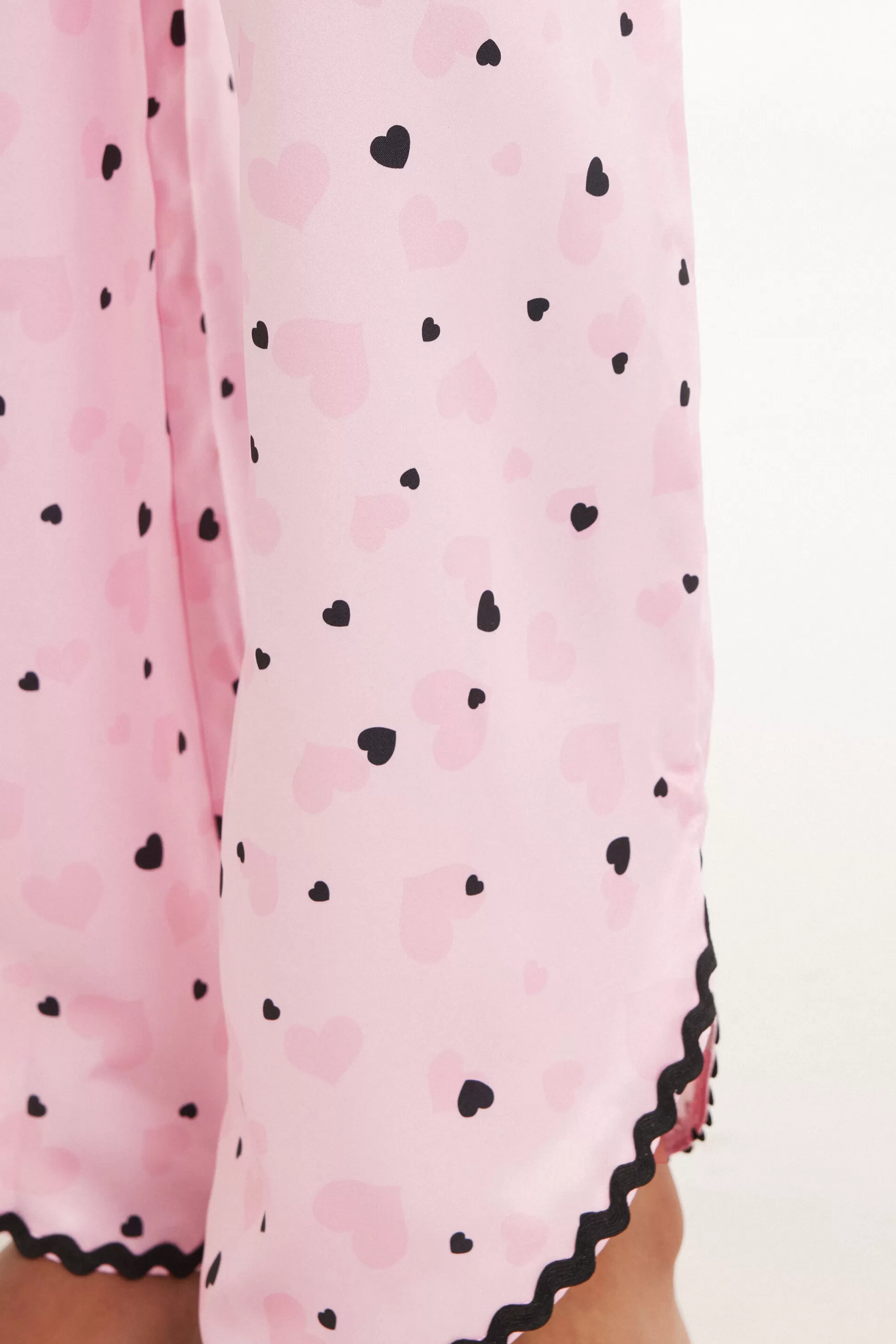 Best Sale Pantaloni Lunghi In Raso Cuoricini - Pigiami Combinabili - Donna | Pigiami combinabili