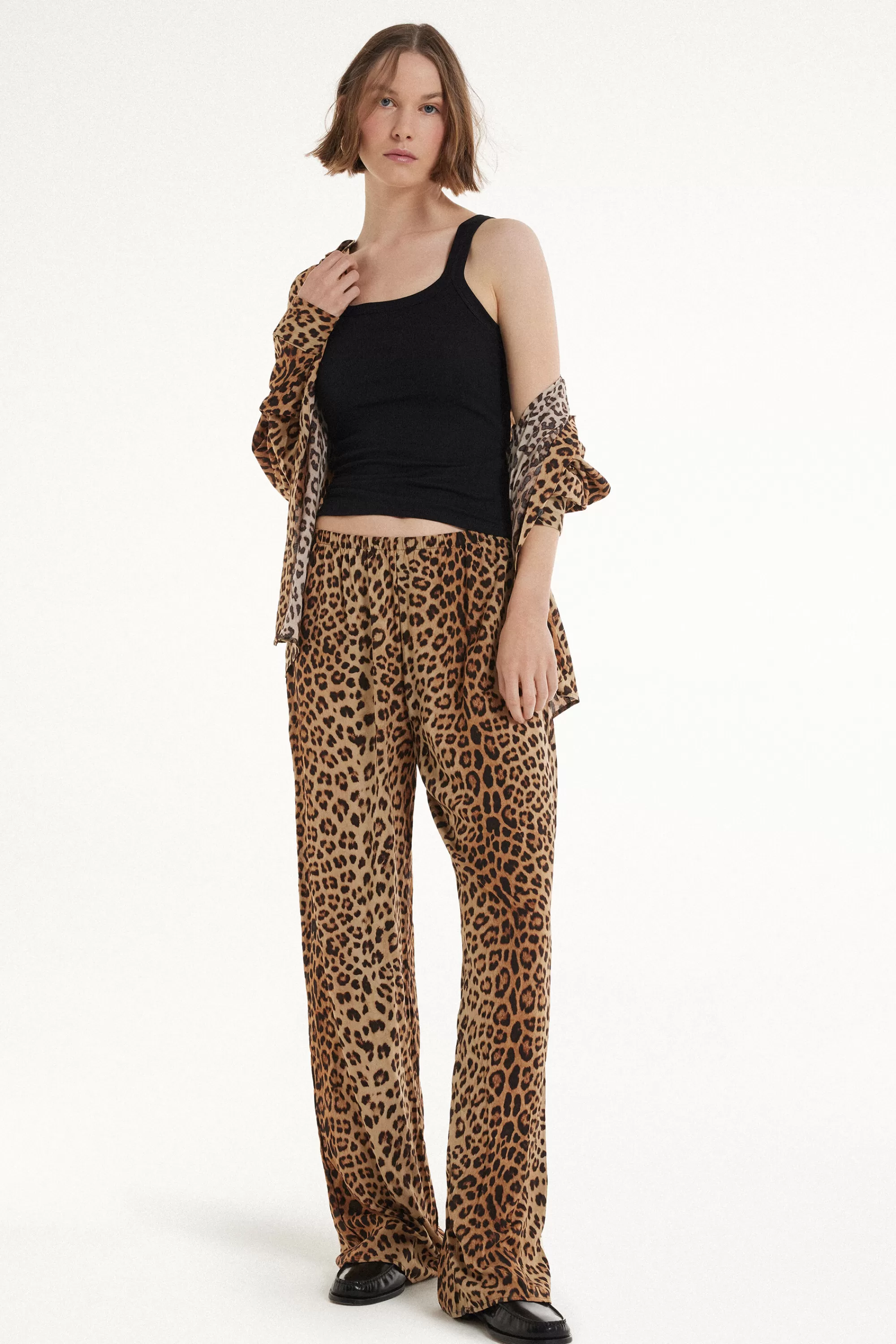 Sale Pantaloni Lunghi Larghi In Tela Di Viscosa - Pantaloni - Donna | Pantaloni