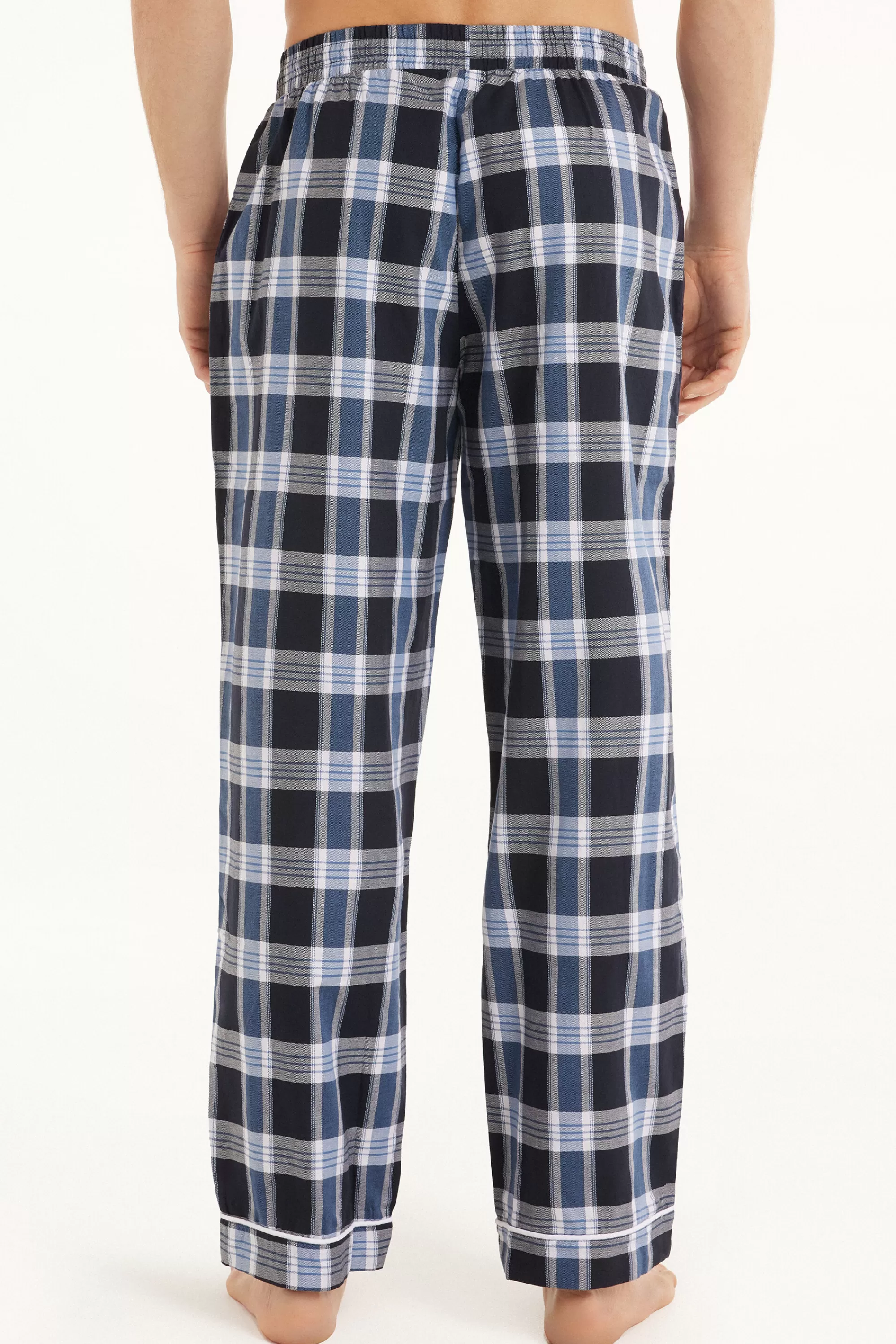 Sale Pantaloni Lunghi Piping In Tela A Quadri - Pigiami Lunghi - Uomo | Pantaloni lunghi | Pigiami lunghi