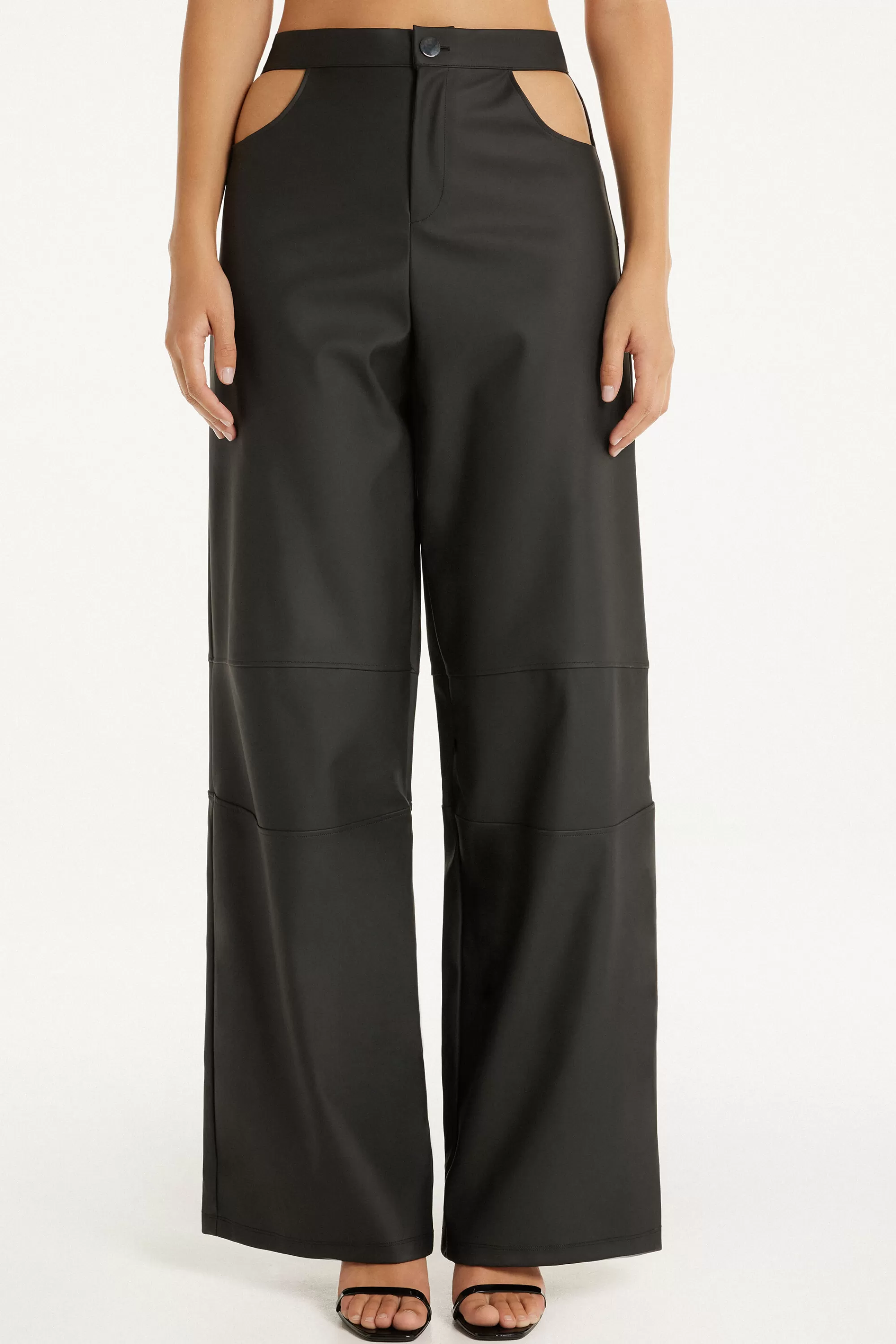 Best Pantapalazzo Effetto Spalmato Opaco Cut-Out - Pantaloni - Donna | Pantaloni