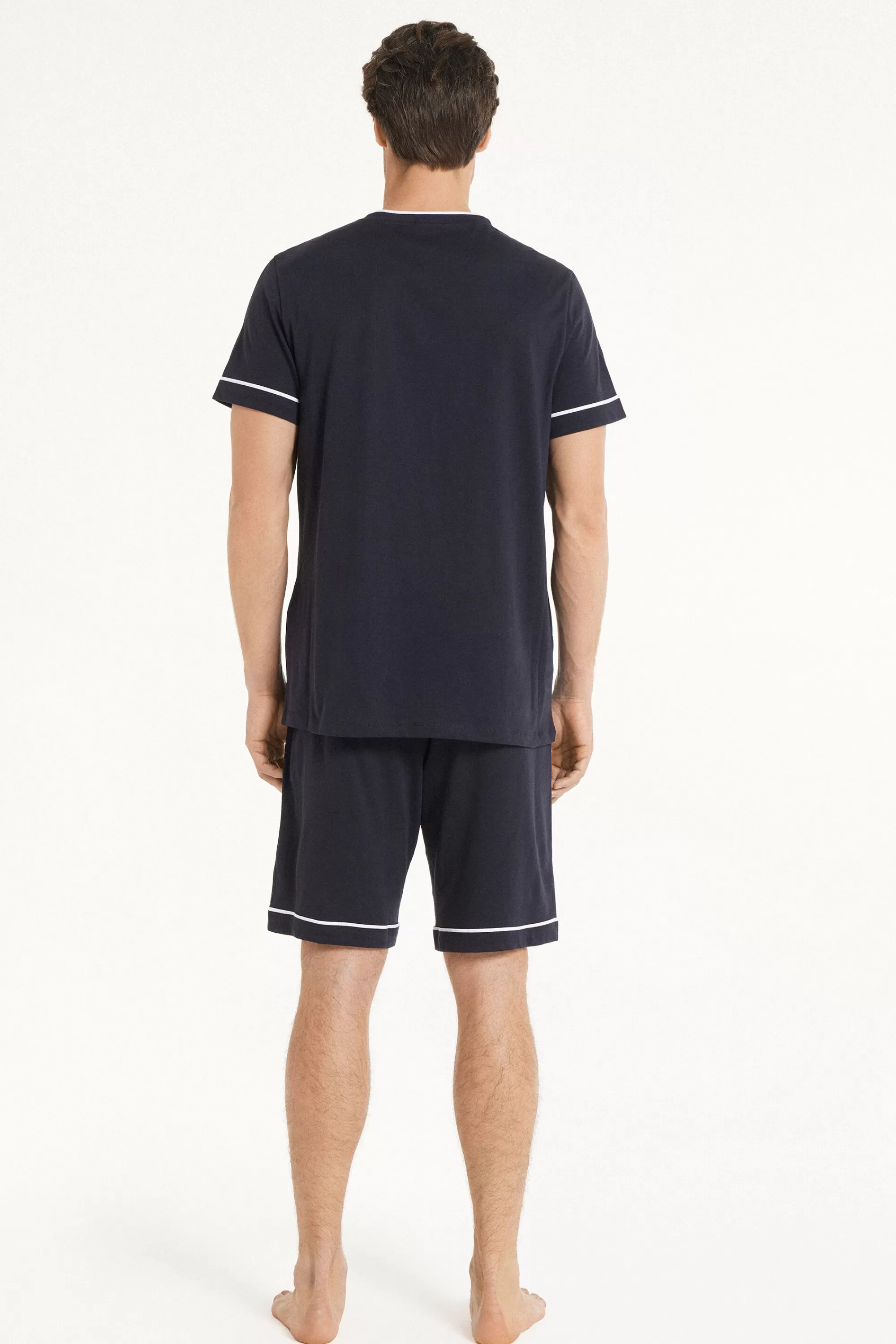 Fashion Pigiama Corto Basic Piping In Cotone Con Taschino - Pigiami Corti - Uomo | Pigiami corti