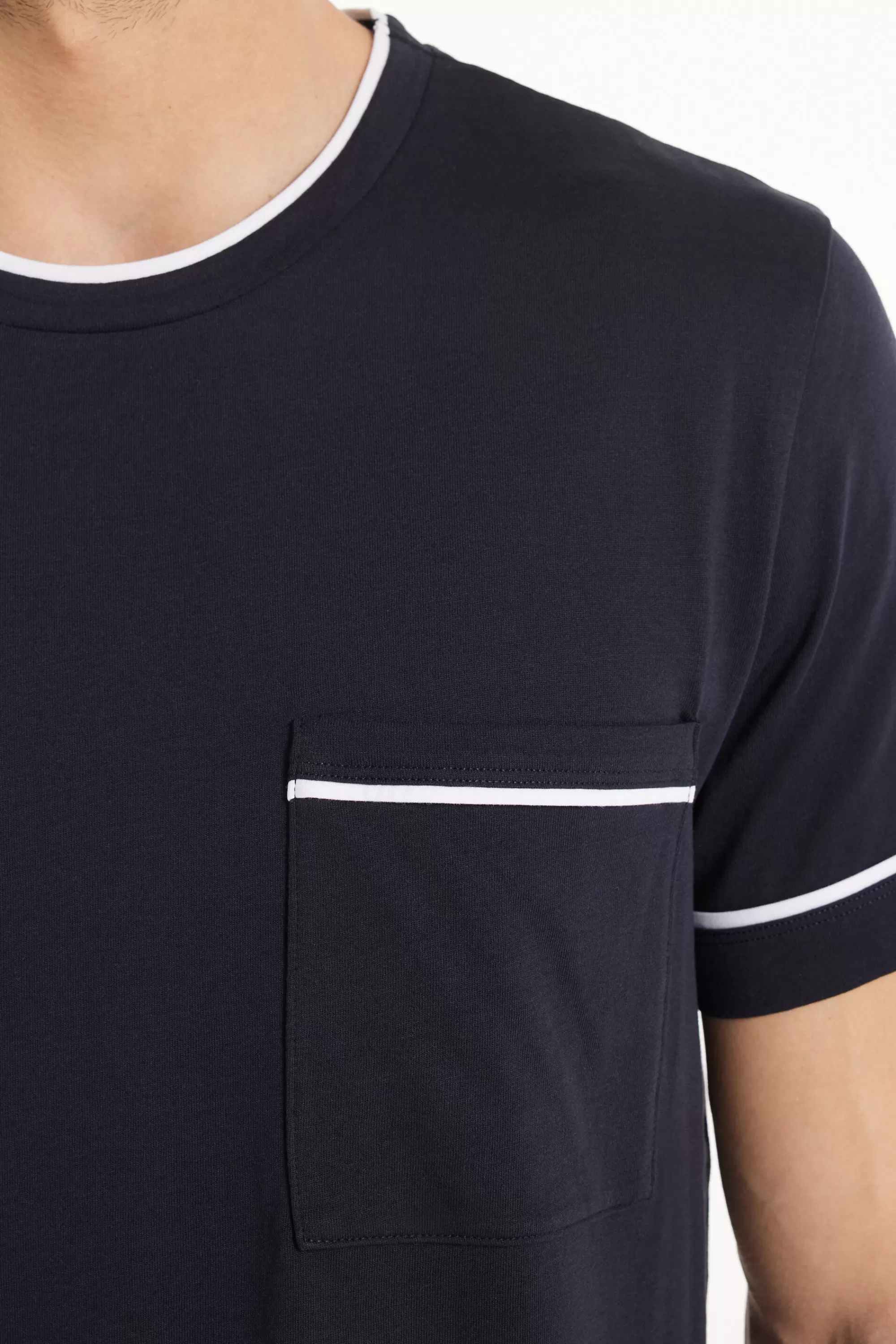 Fashion Pigiama Corto Basic Piping In Cotone Con Taschino - Pigiami Corti - Uomo | Pigiami corti