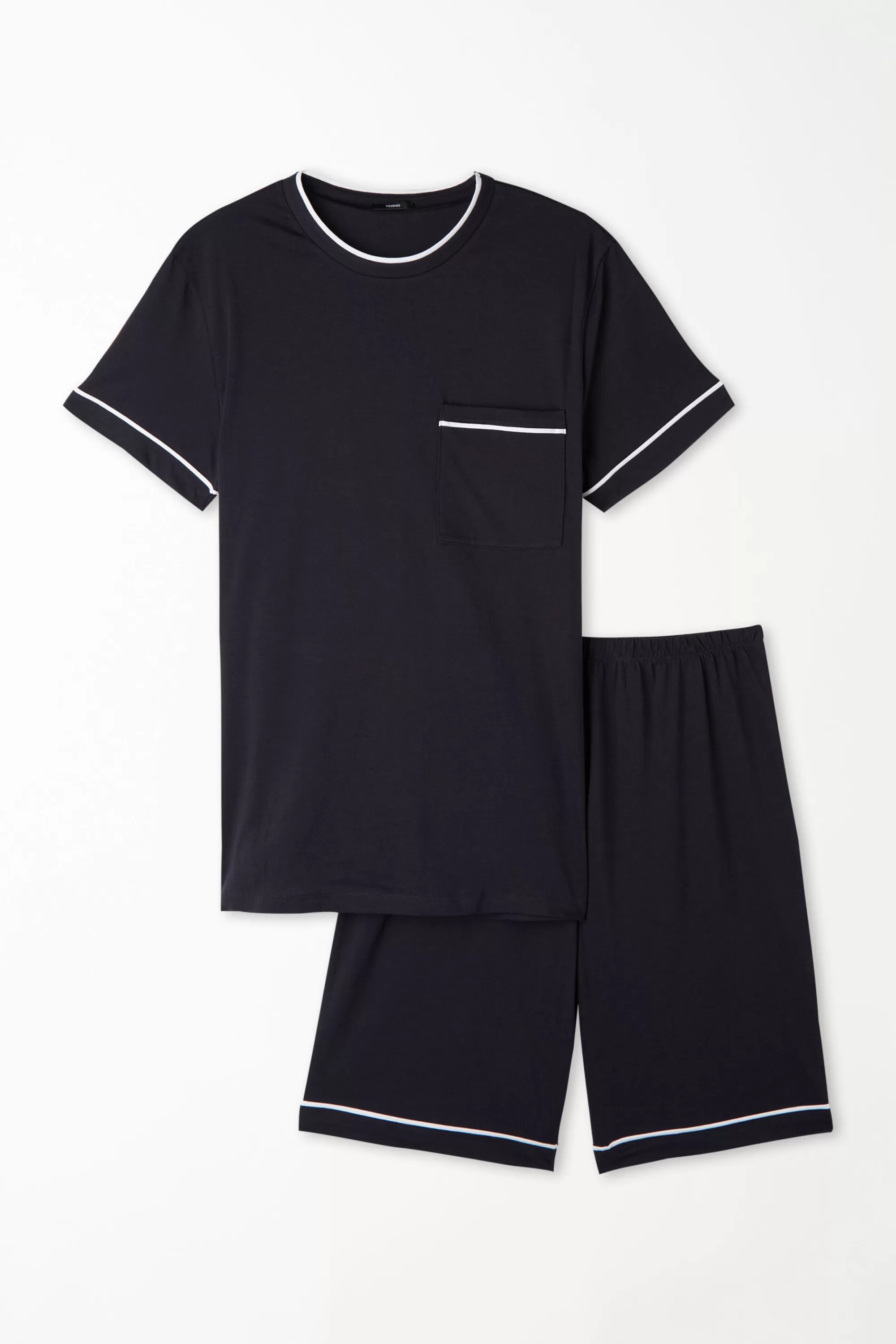 Fashion Pigiama Corto Basic Piping In Cotone Con Taschino - Pigiami Corti - Uomo | Pigiami corti