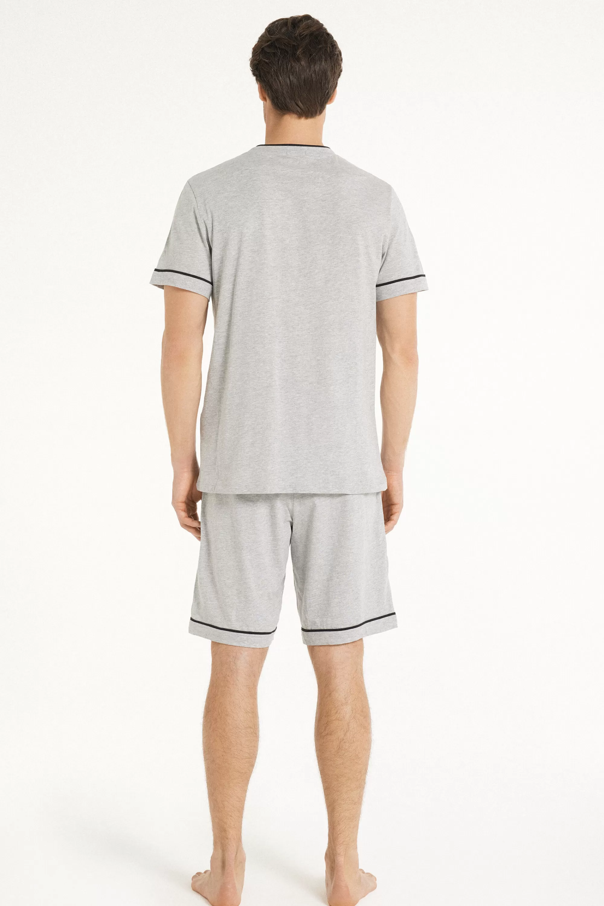 Cheap Pigiama Corto Basic Piping In Cotone Con Taschino - Pigiami Corti - Uomo | Pigiami corti