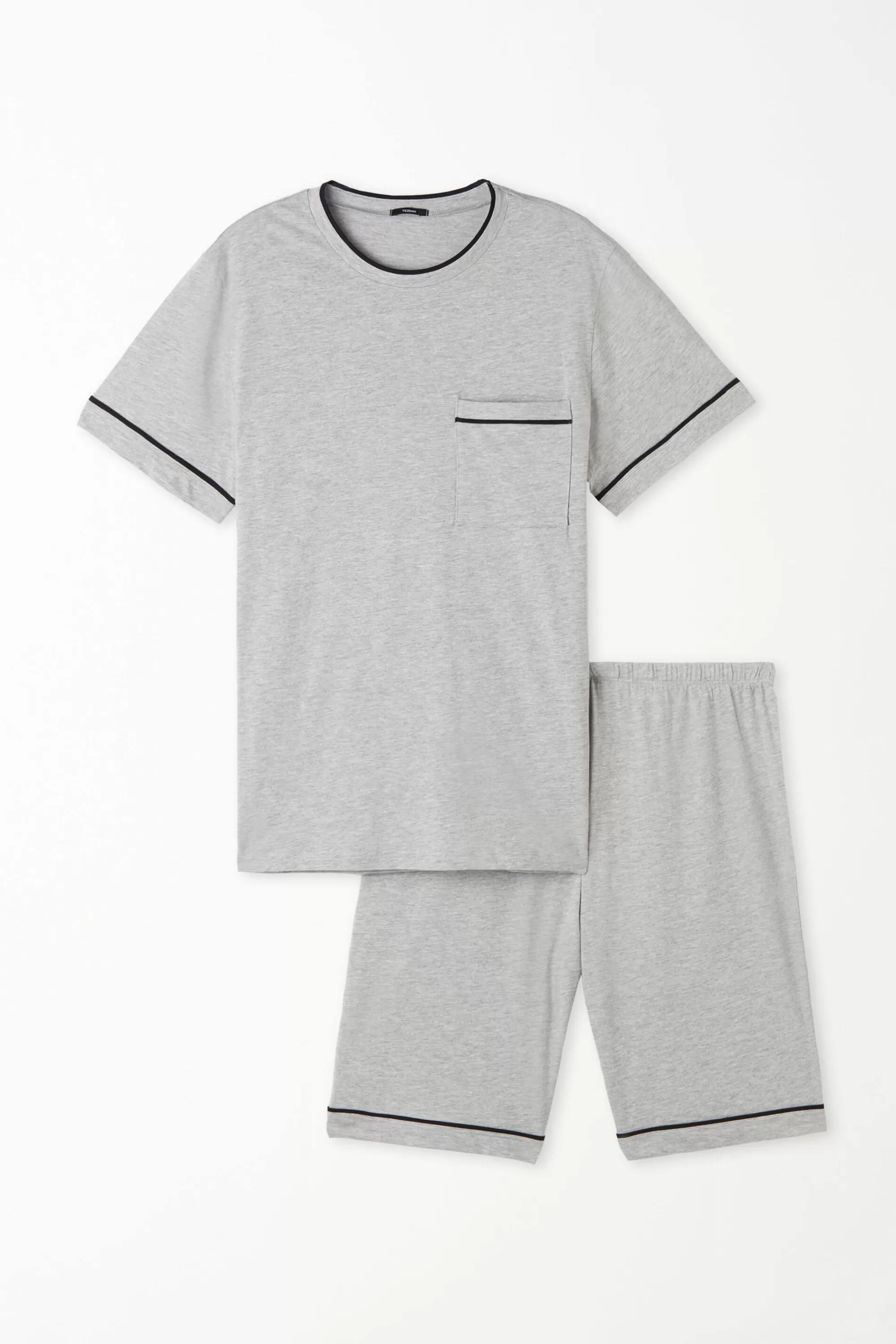 Cheap Pigiama Corto Basic Piping In Cotone Con Taschino - Pigiami Corti - Uomo | Pigiami corti