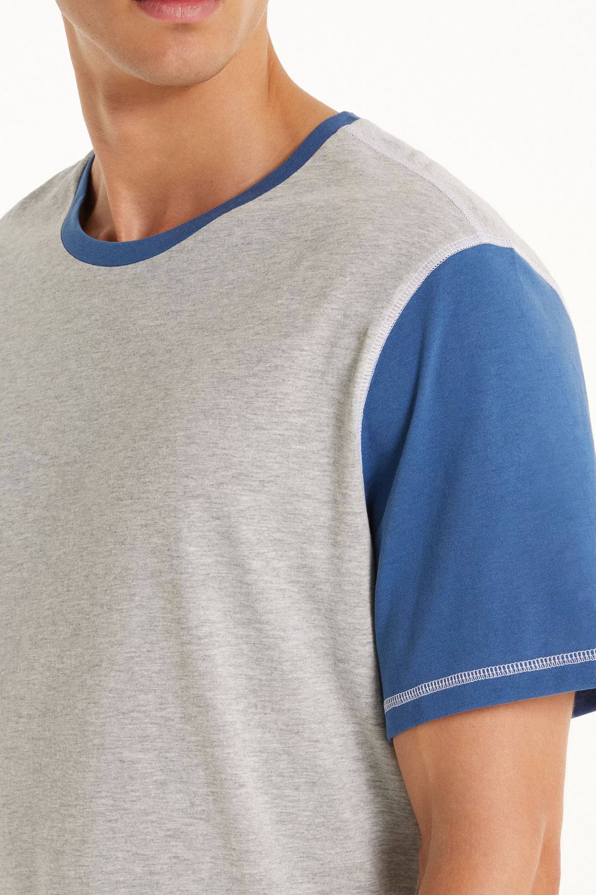 Outlet Pigiama Corto Cotone Manica Corta Contrasti - Pigiami Corti - Uomo | Pigiami corti
