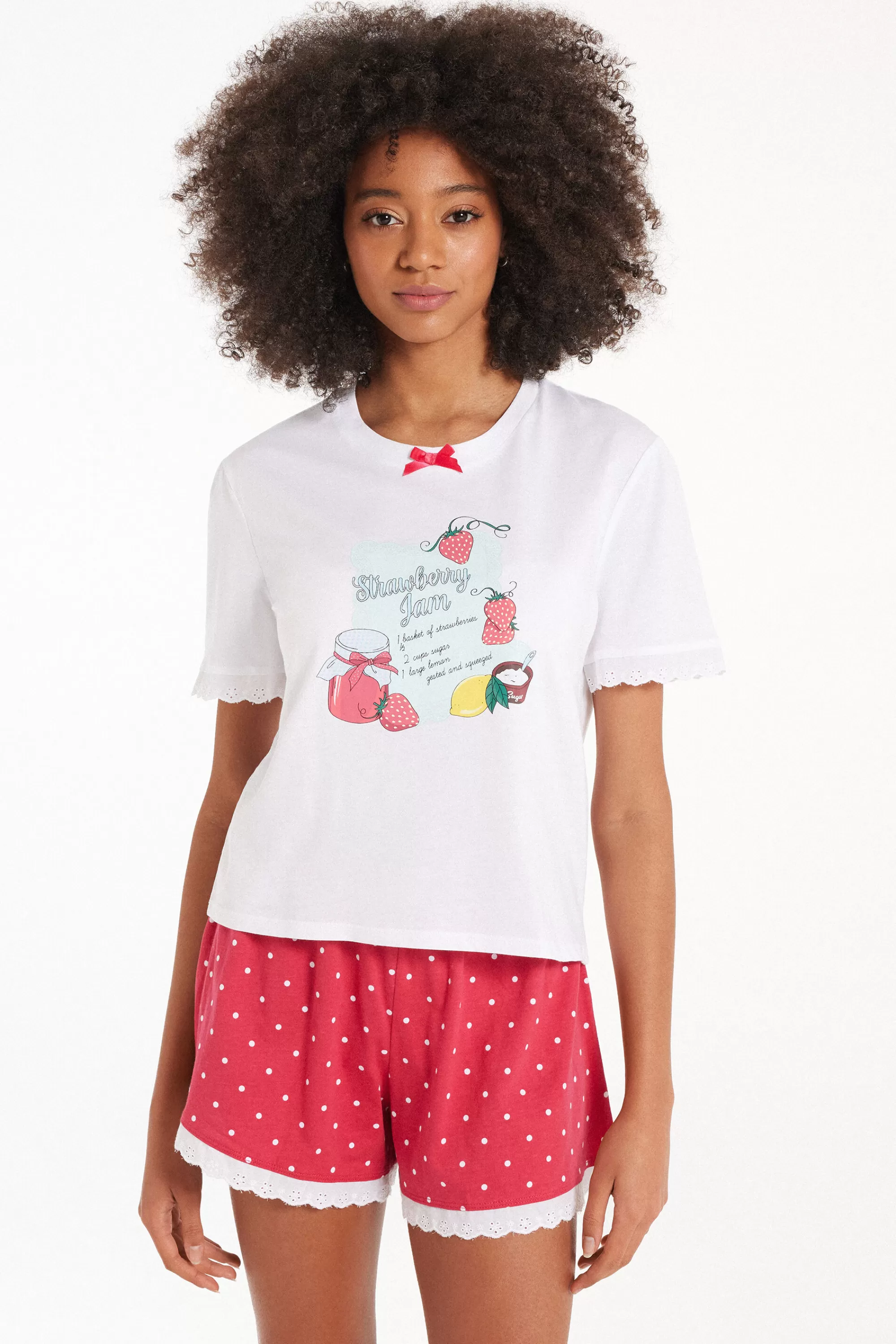 Flash Sale Pigiama Corto Cotone Mezza Manica Stampa Fragola - Pigiami Corti - Donna | Pigiami corti