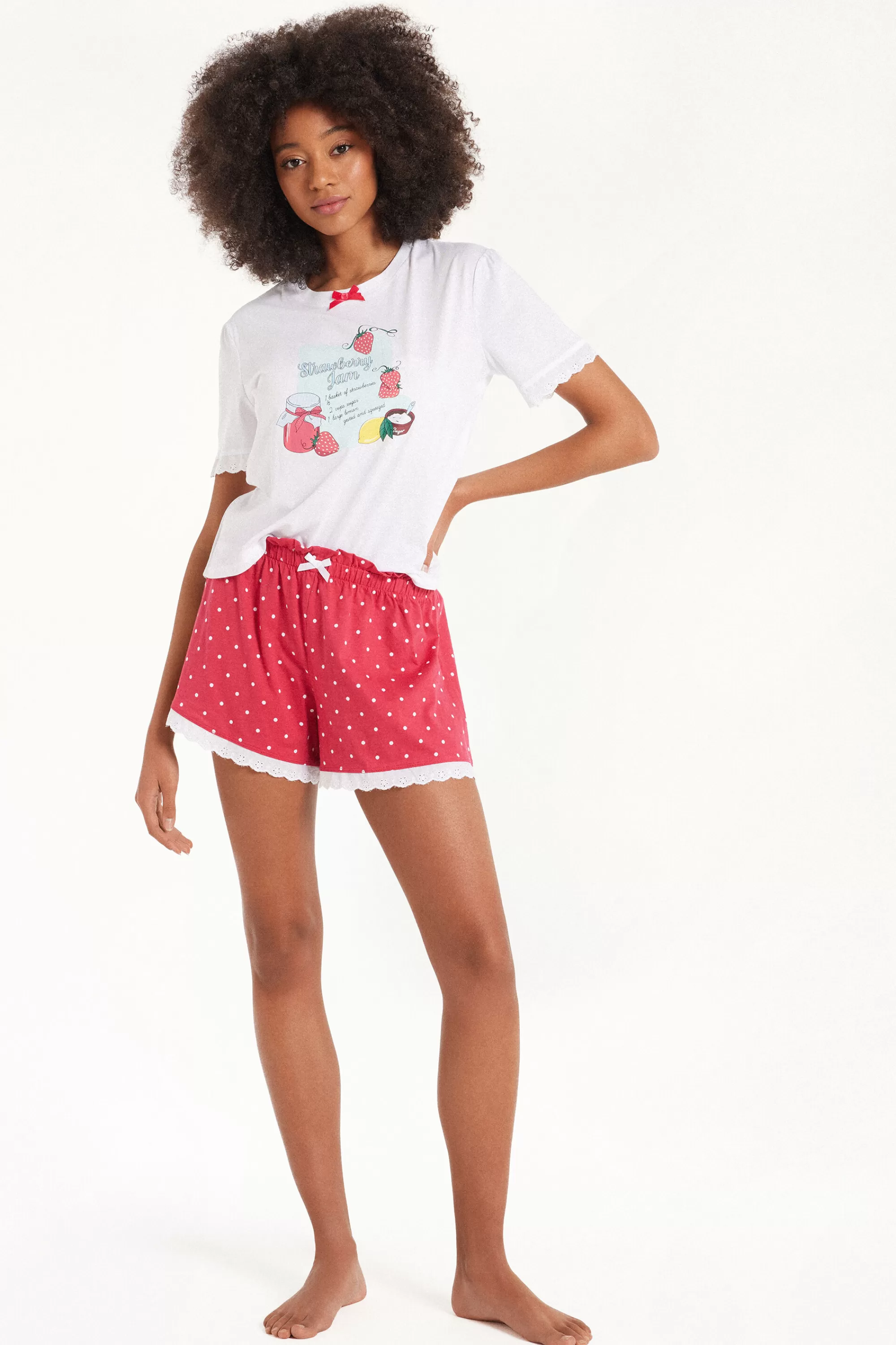 Flash Sale Pigiama Corto Cotone Mezza Manica Stampa Fragola - Pigiami Corti - Donna | Pigiami corti
