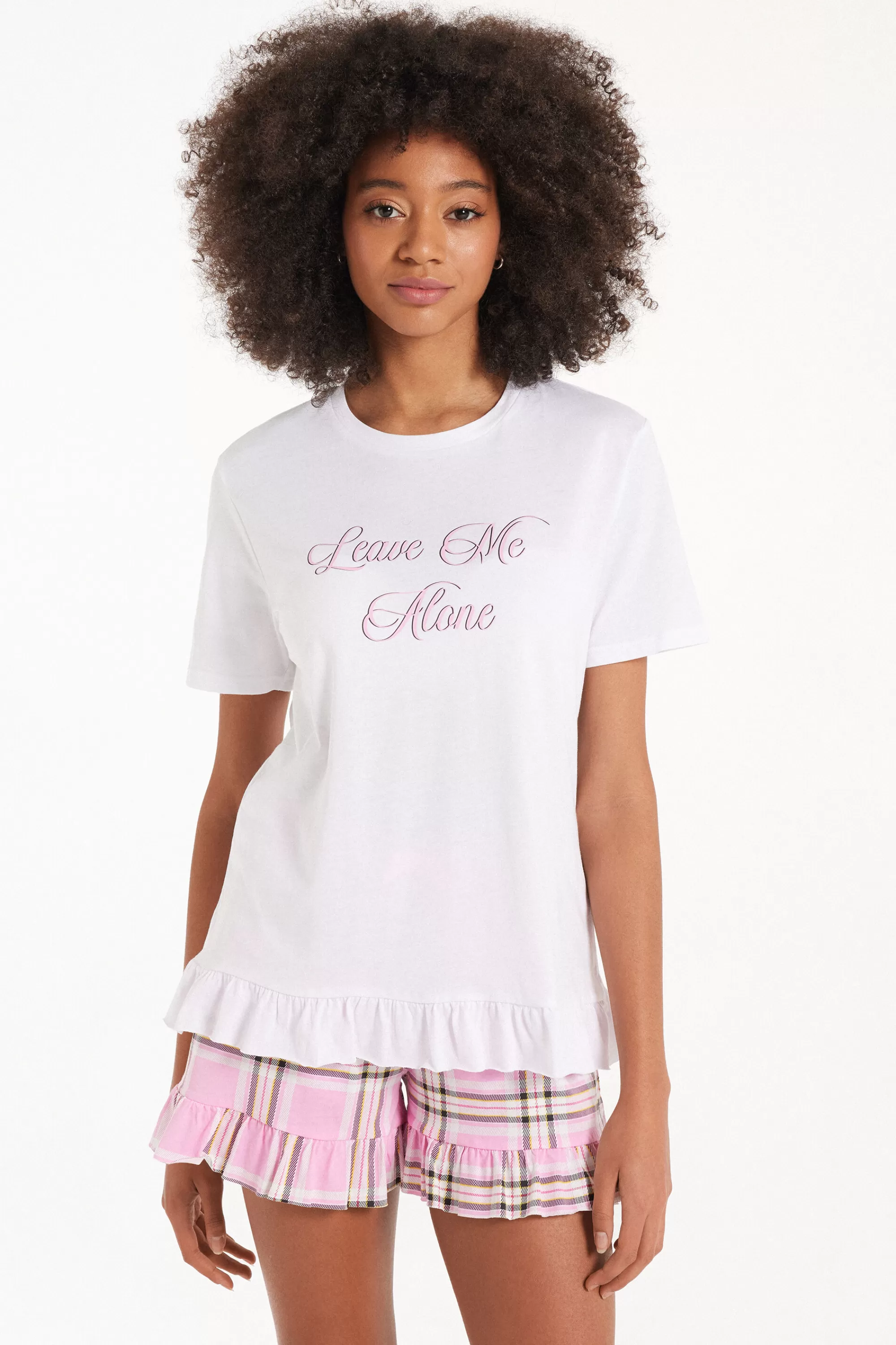 Flash Sale Pigiama Corto Cotone Mezza Manica Stampa "Leave Me Alone" - Pigiami Corti - Donna | Pigiami corti