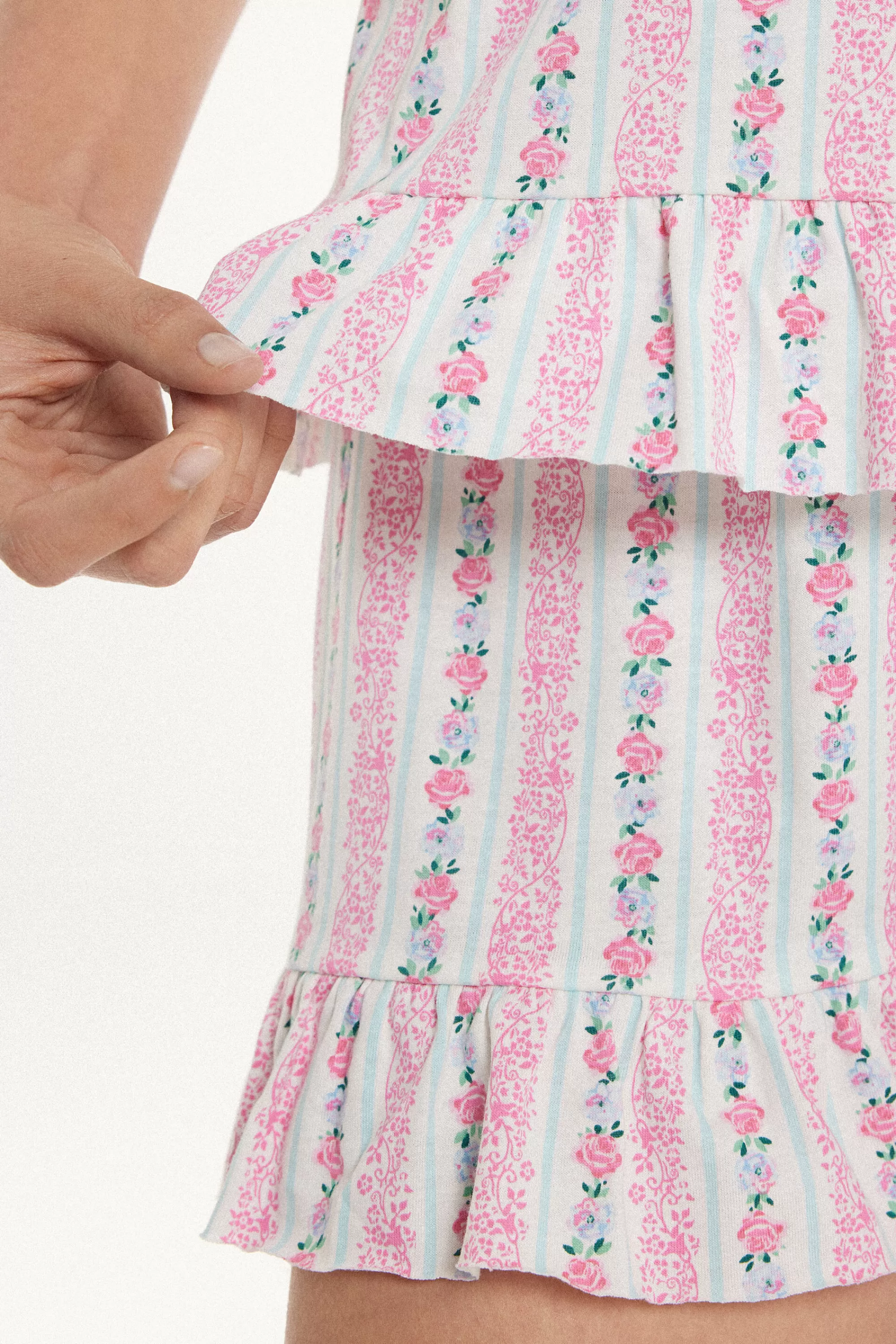 Store Pigiama Corto Gessato Flowers In Cotone - Pigiami Corti - Donna | Pigiami corti