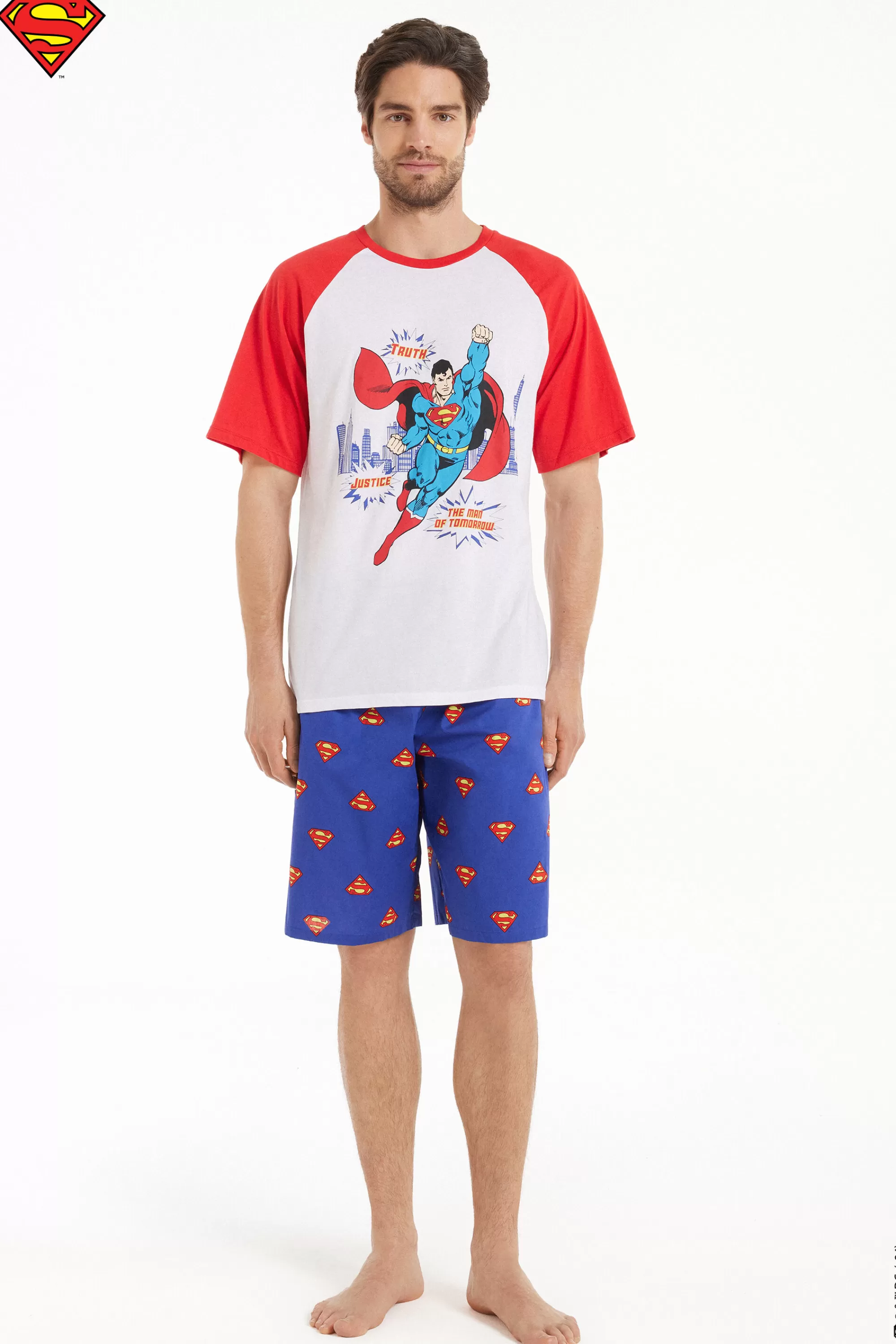 Best Pigiama Corto In Cotone Con Stampa Superman - Pigiami Corti - Uomo | Pigiami corti