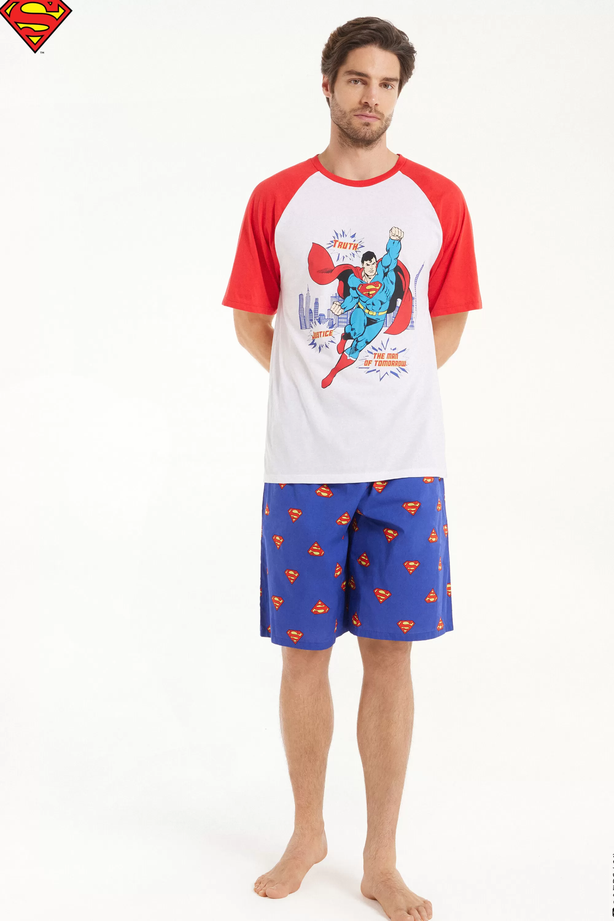 Best Pigiama Corto In Cotone Con Stampa Superman - Pigiami Corti - Uomo | Pigiami corti