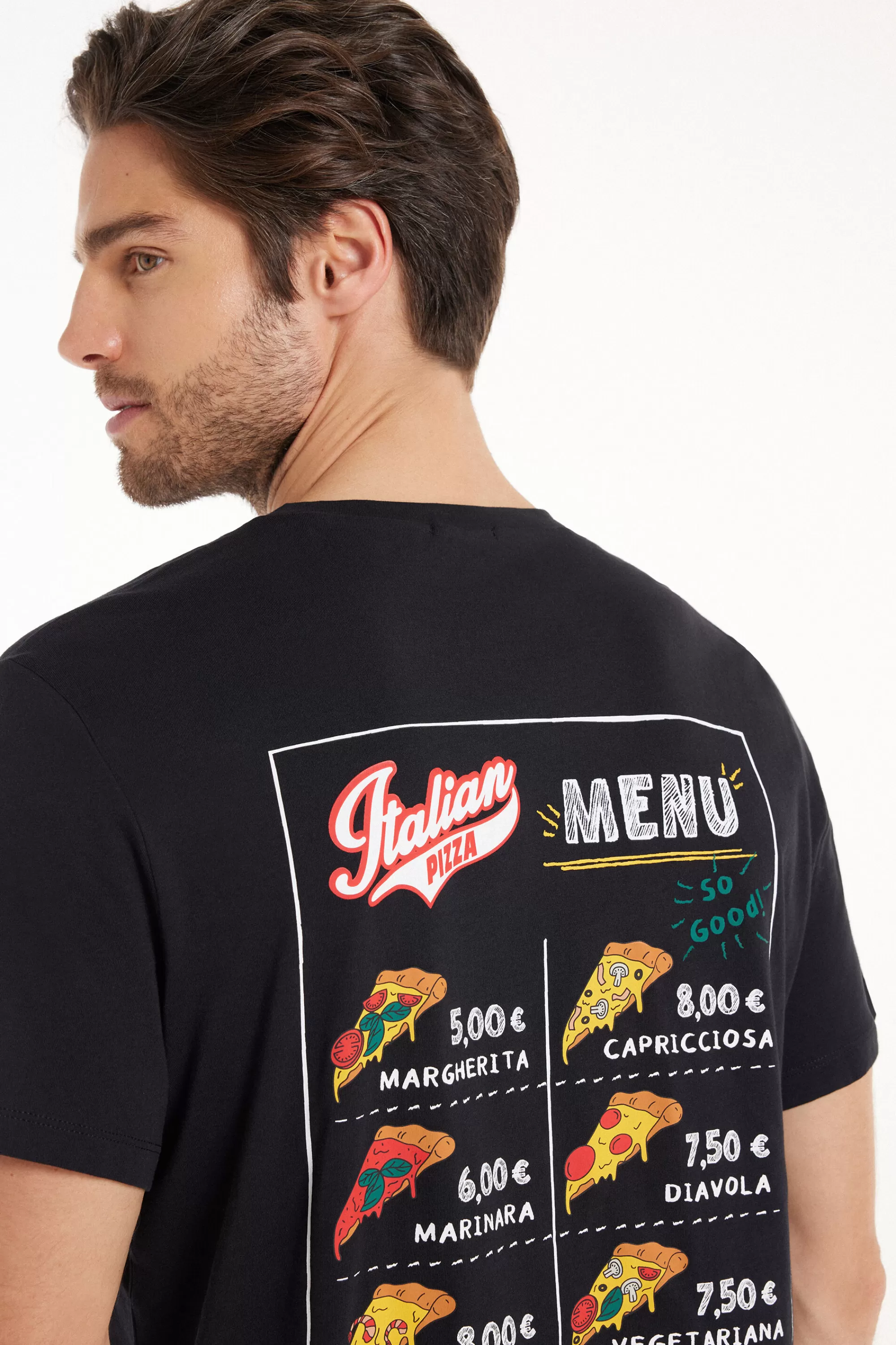 Discount Pigiama Corto In Cotone Stampa Pizza - Pigiami Corti - Uomo | Pigiami corti