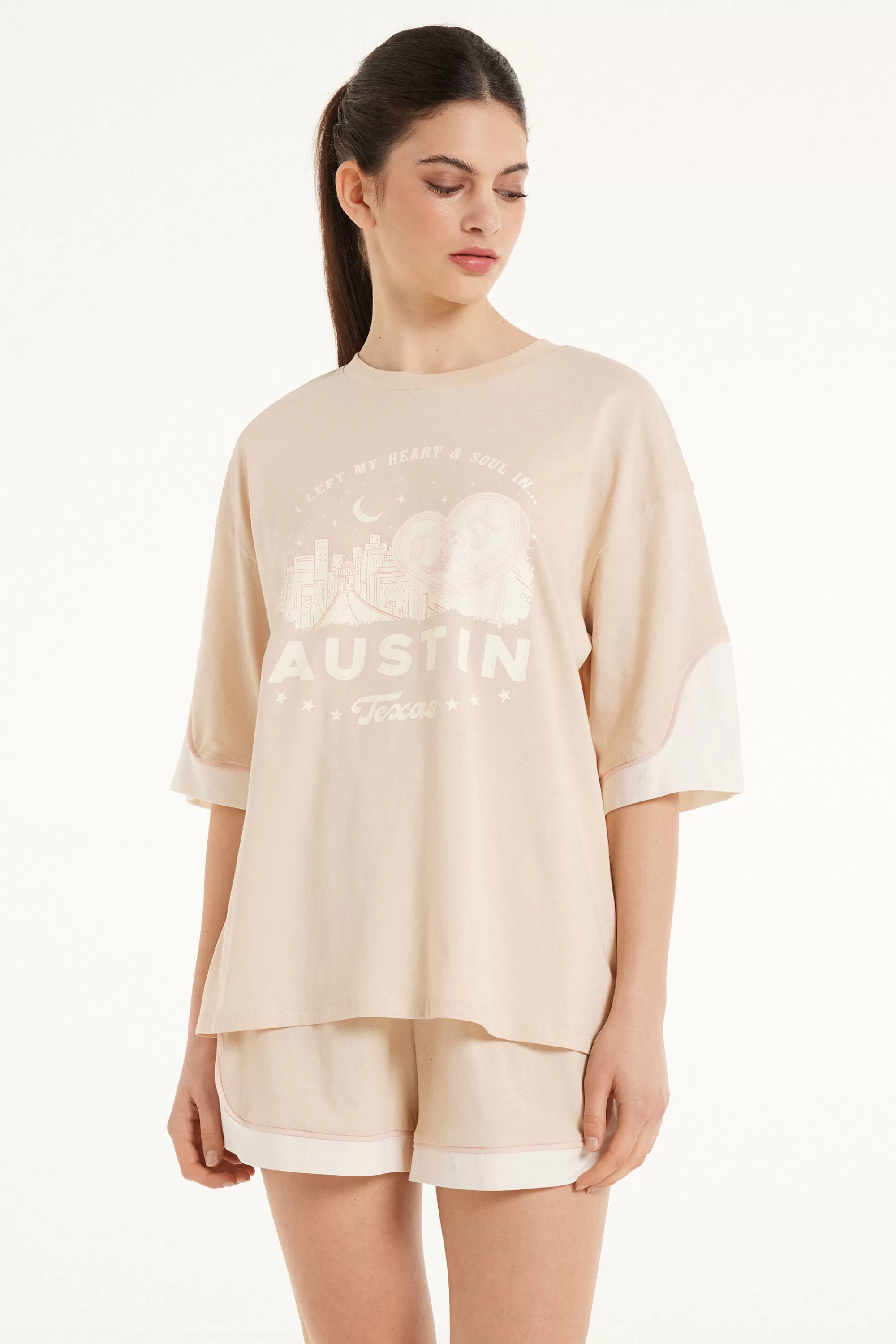 Best Sale Pigiama Corto In Cotone Stampa Texas - Pigiami Corti - Donna | Pigiami corti