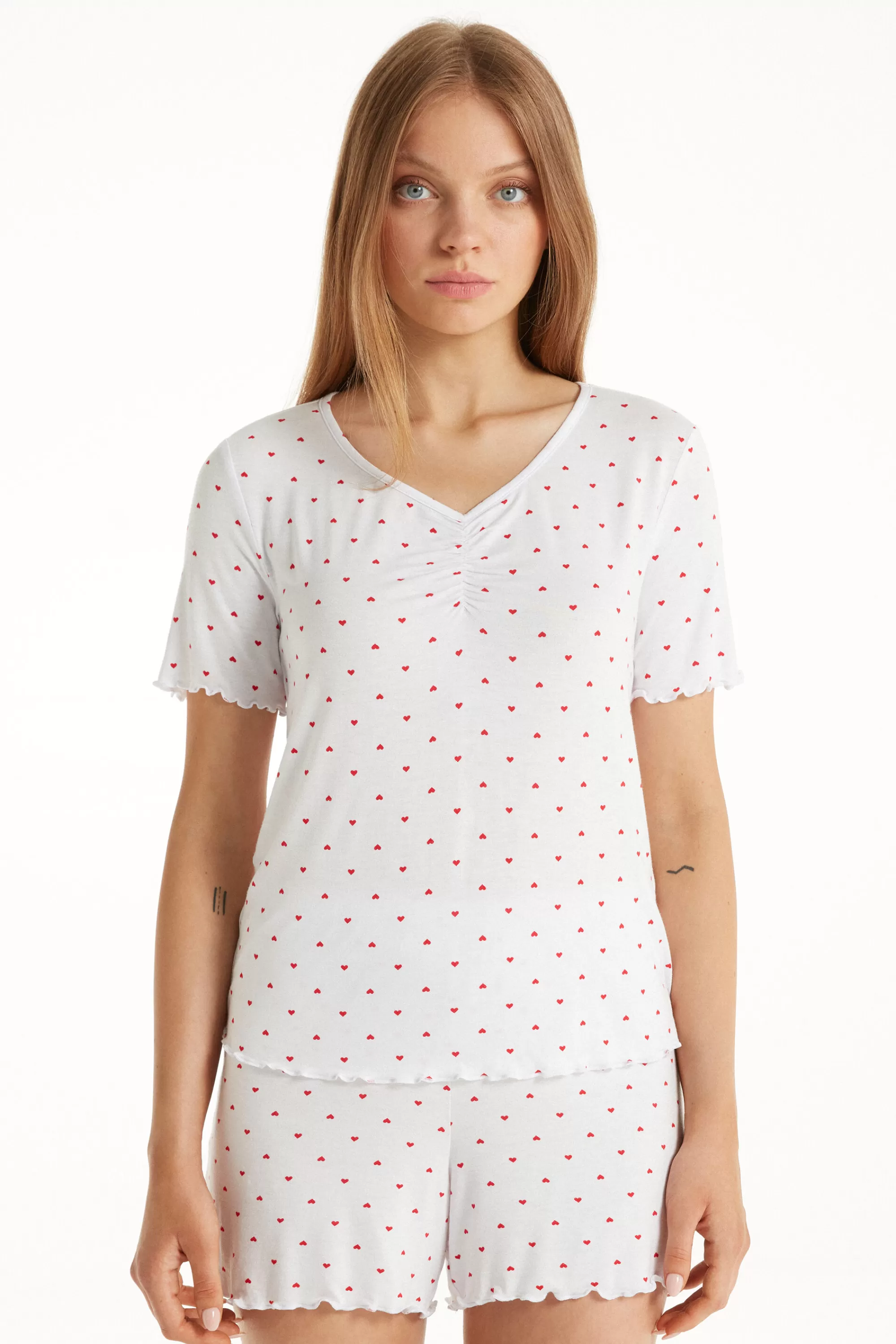 Flash Sale Pigiama Corto Mezza Manica Con Arriccio In Viscosa - Pigiami Corti - Donna | Pigiami corti