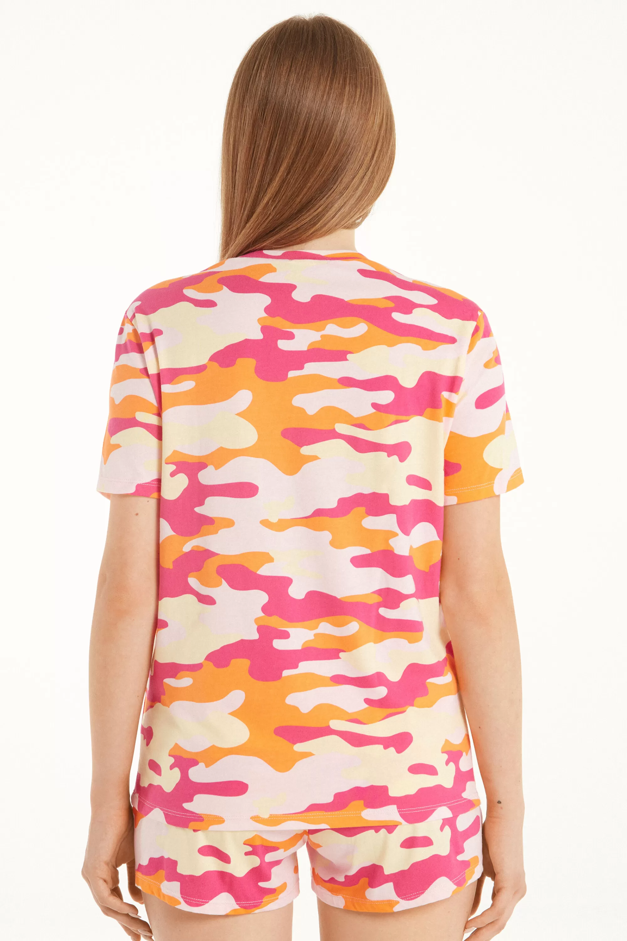 Best Pigiama Corto Mezza Manica Con Stampa Camo In Cotone - Pigiami Corti - Donna | Pigiami corti