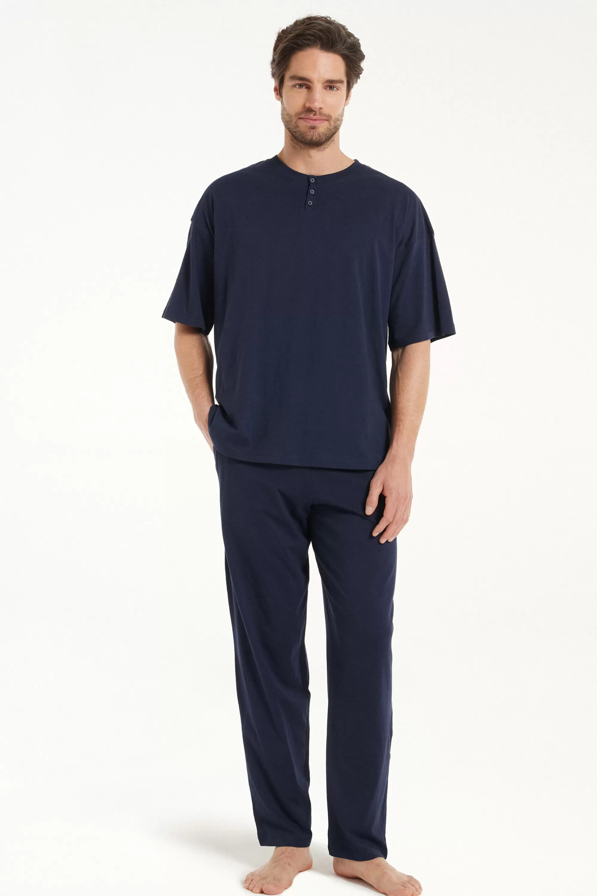 Flash Sale Pigiama Lungo A Mezza Manica In Cotone Over - Pigiami Lunghi - Uomo | Pigiami lunghi