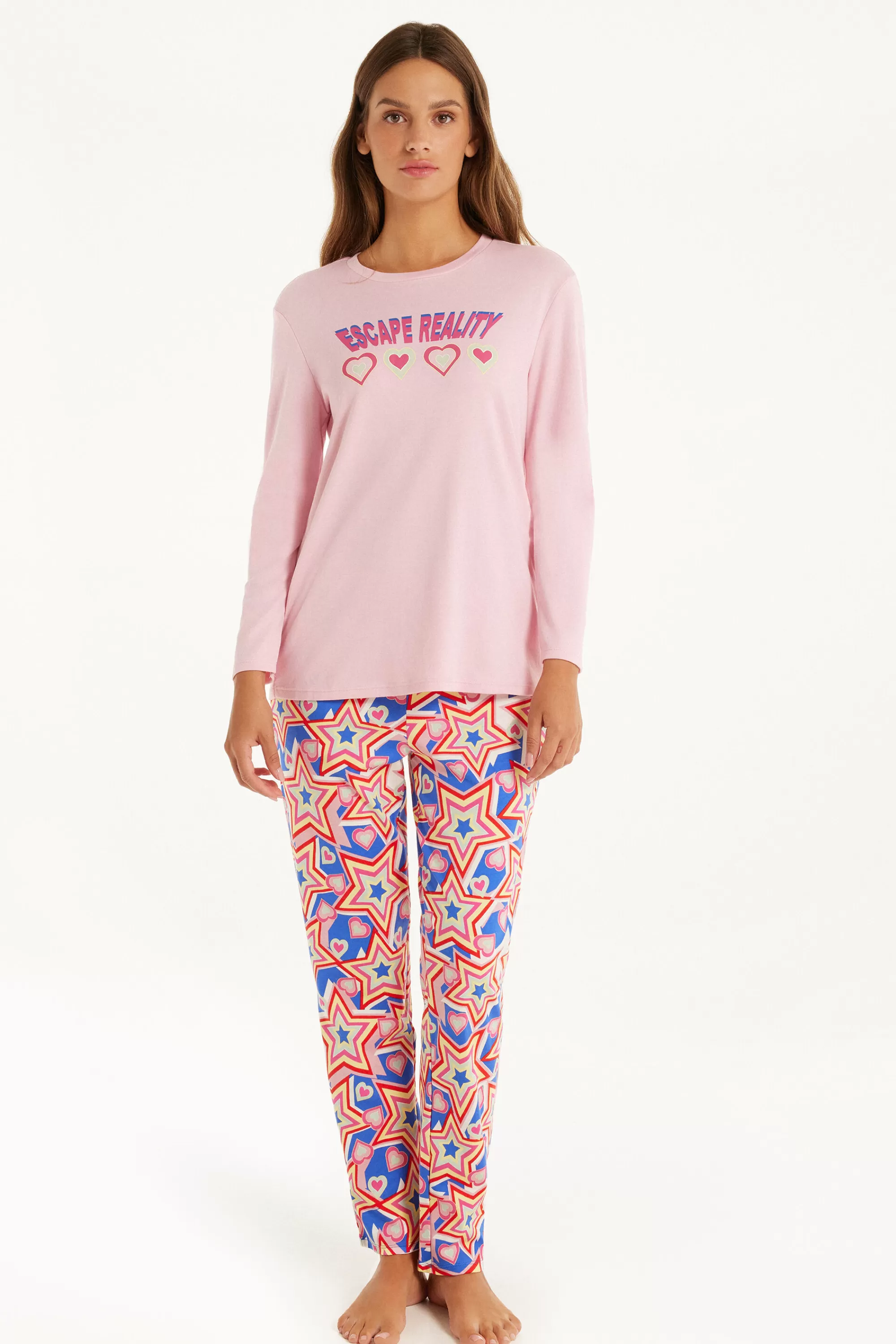 Cheap Pigiama Lungo Cotone Stampa Stelle - Pigiami Lunghi - Donna | Pigiami lunghi