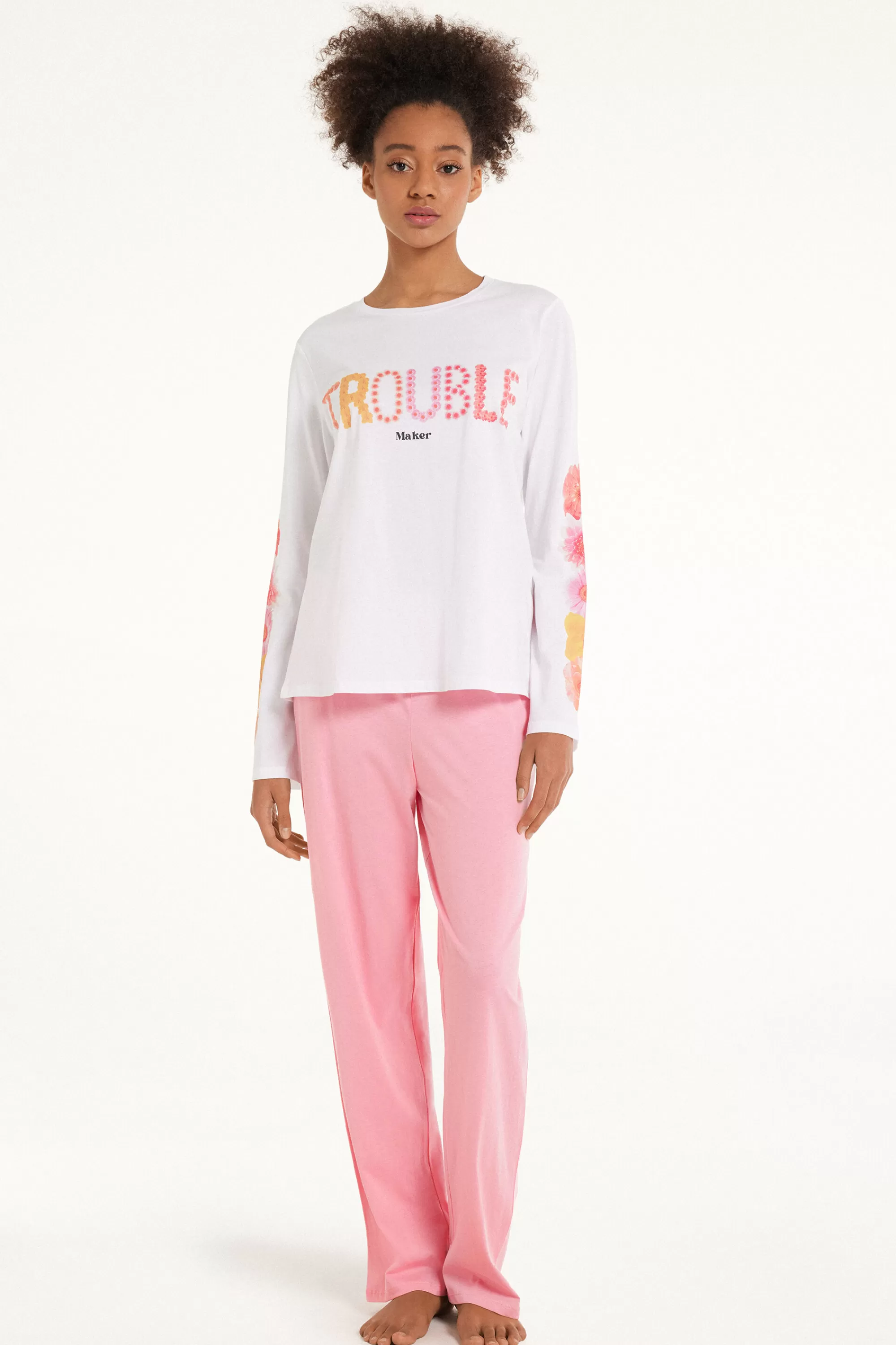 Hot Pigiama Lungo In Cotone Con Stampa Trouble - Pigiami Lunghi - Donna | Pigiami lunghi