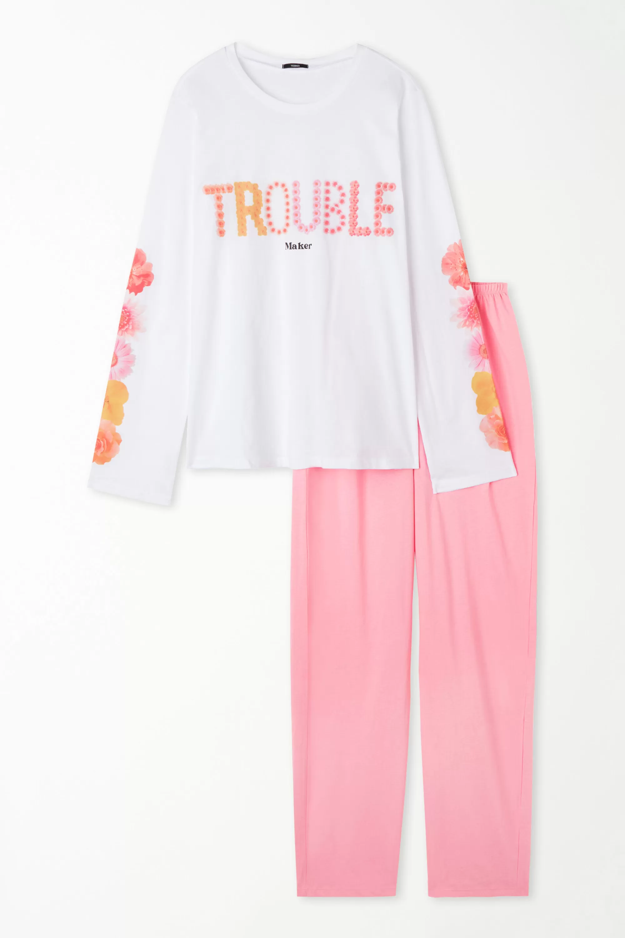 Hot Pigiama Lungo In Cotone Con Stampa Trouble - Pigiami Lunghi - Donna | Pigiami lunghi