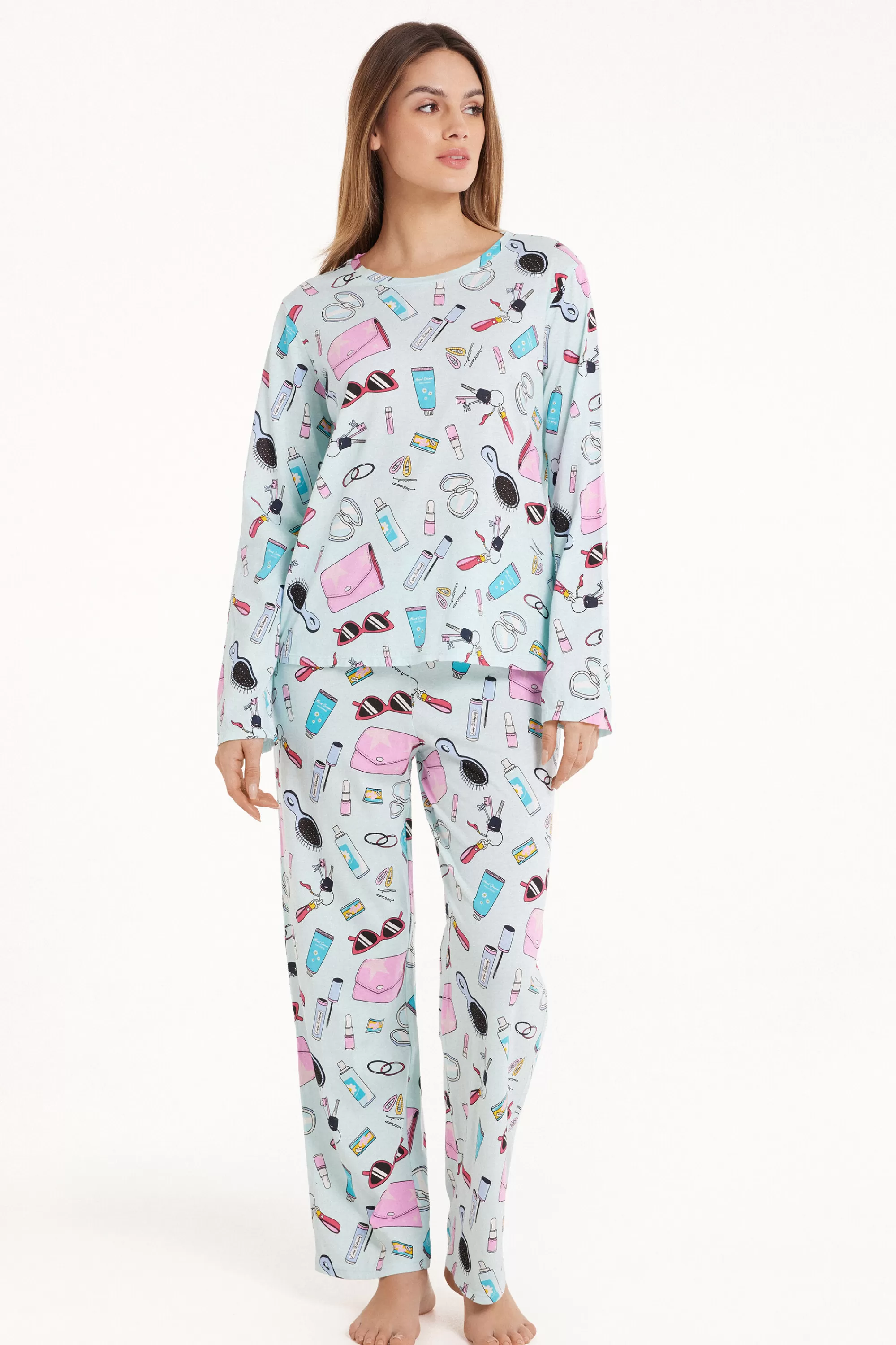 Cheap Pigiama Lungo In Cotone Stampa Beauty - Pigiami Lunghi - Donna | Pigiami lunghi