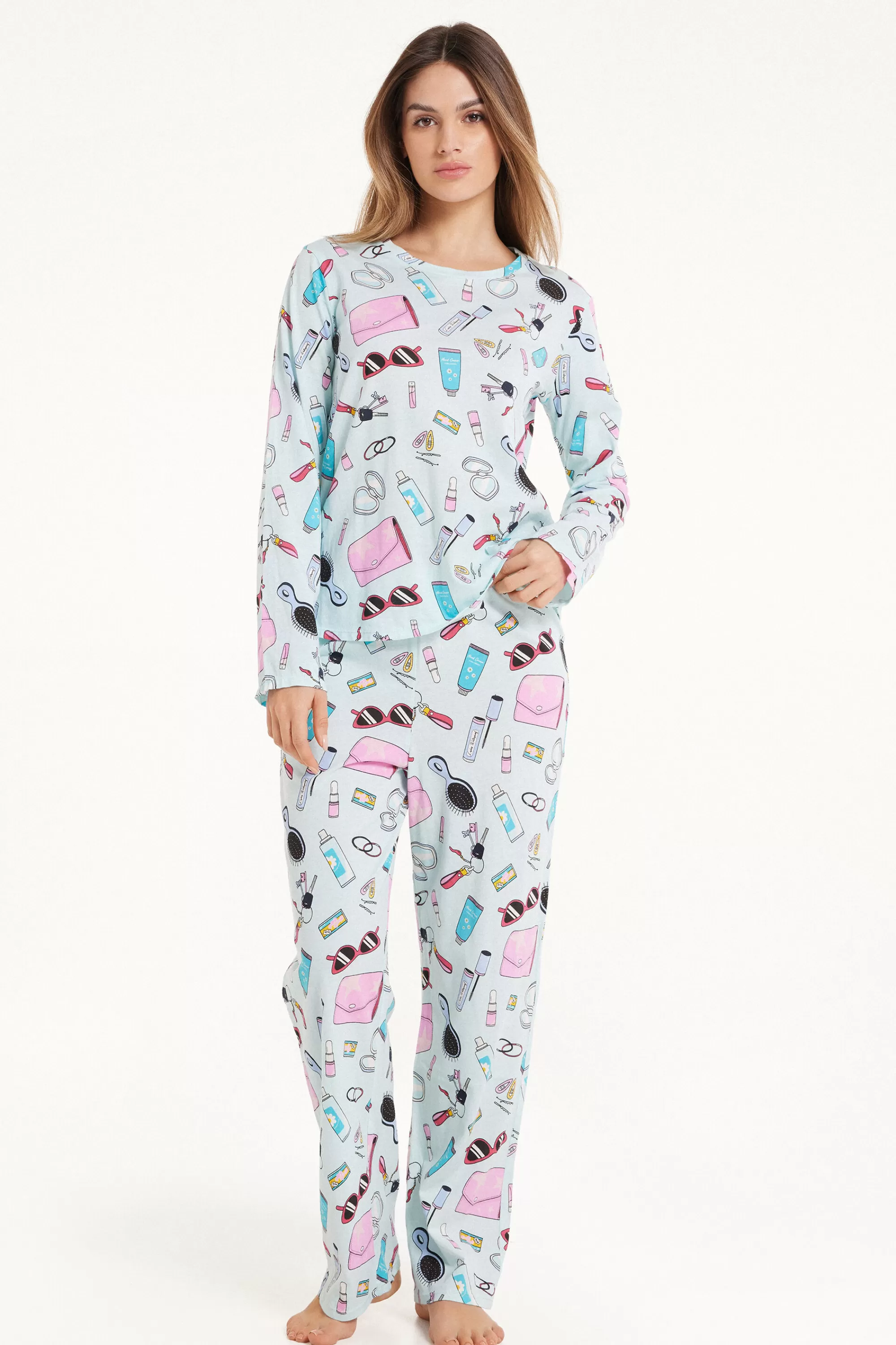 Cheap Pigiama Lungo In Cotone Stampa Beauty - Pigiami Lunghi - Donna | Pigiami lunghi