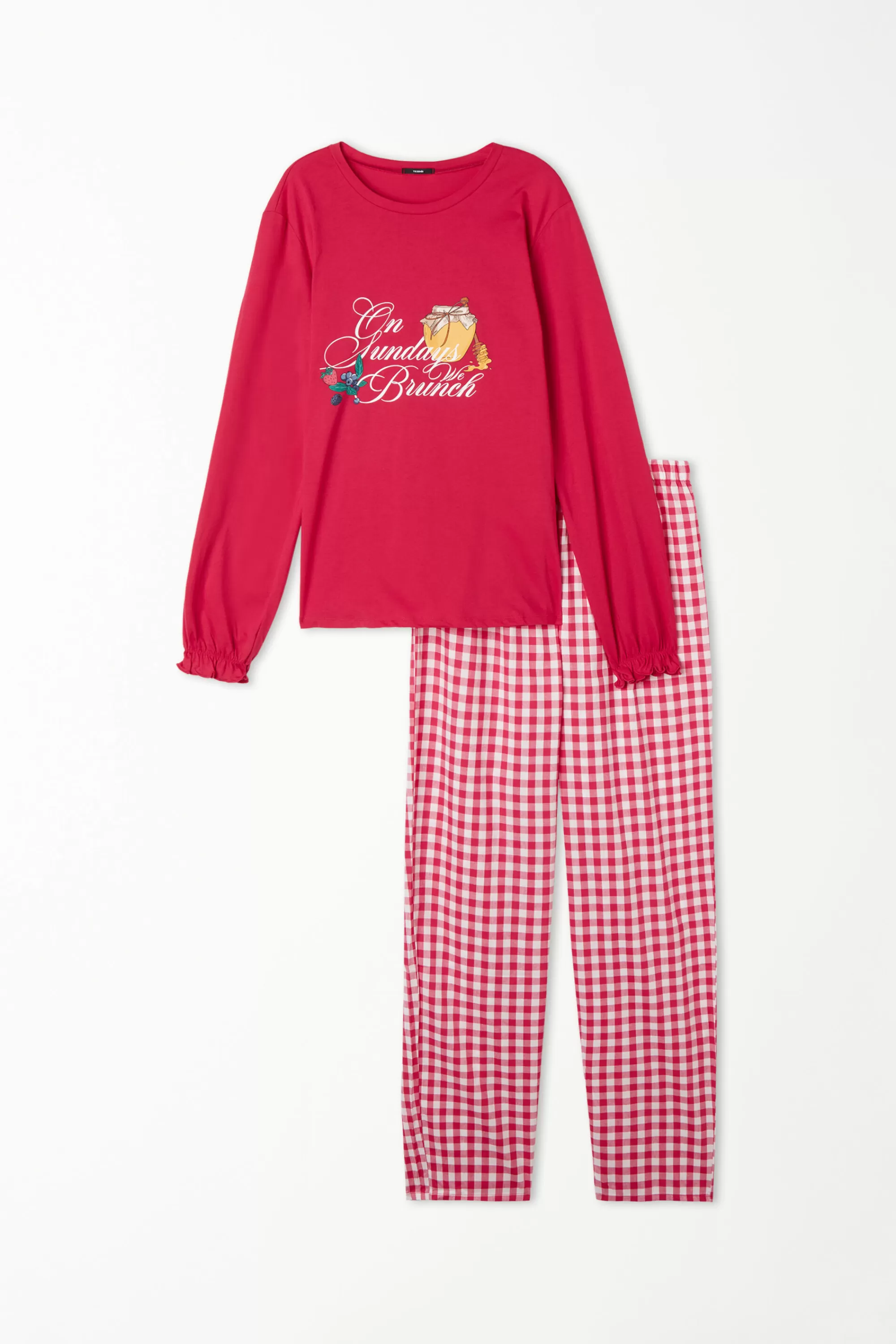Hot Pigiama Lungo In Cotone Stampa "Brunch" - Pigiami Lunghi - Donna | Pigiami lunghi