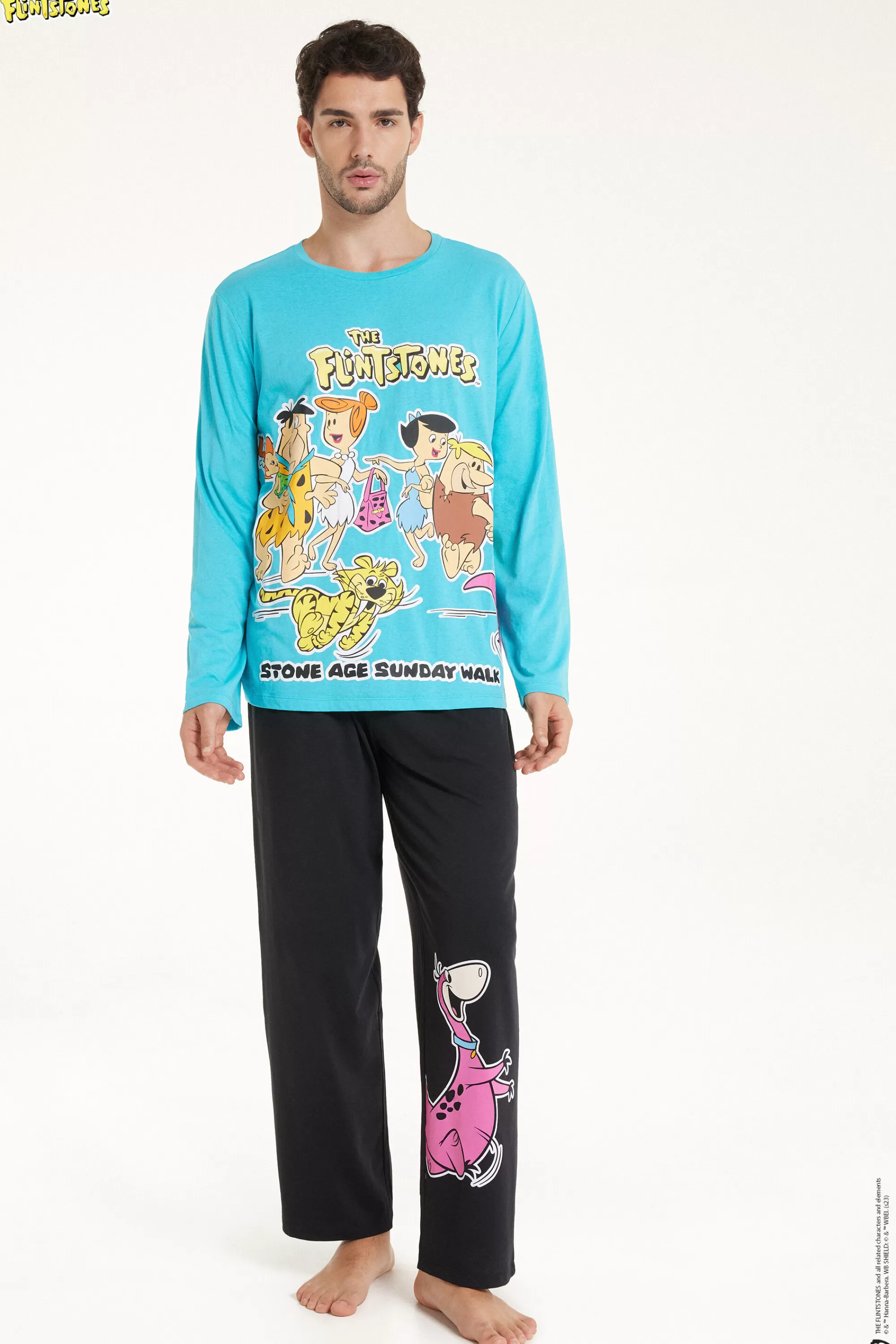 Online Pigiama Lungo Uomo Cotone Stampa Flintstones - Pigiami Lunghi - Uomo | Pigiami lunghi