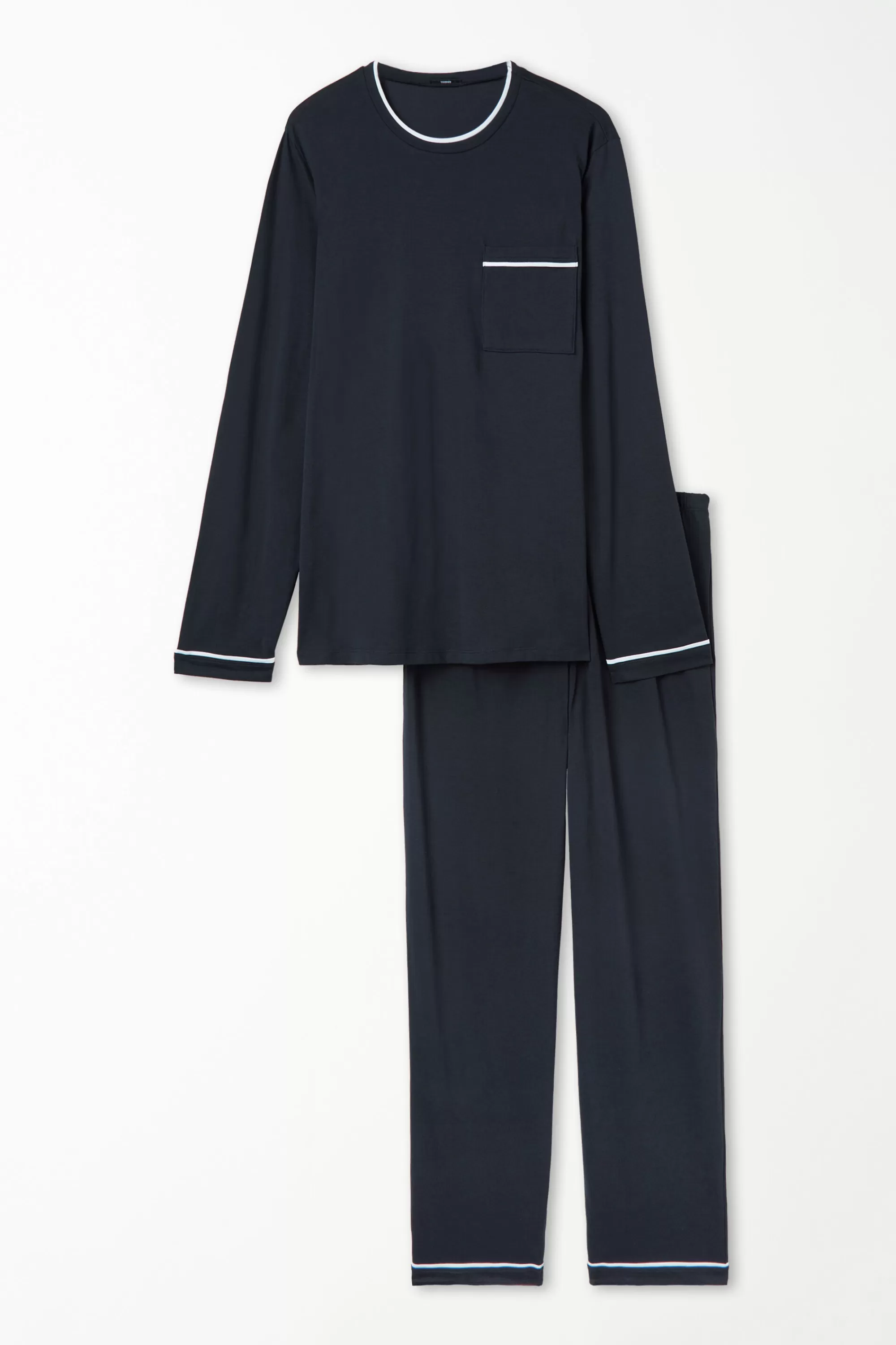 Cheap Pigiama Lungo Uomo In Cotone Piping - Pigiami Lunghi - Uomo | Pigiami lunghi