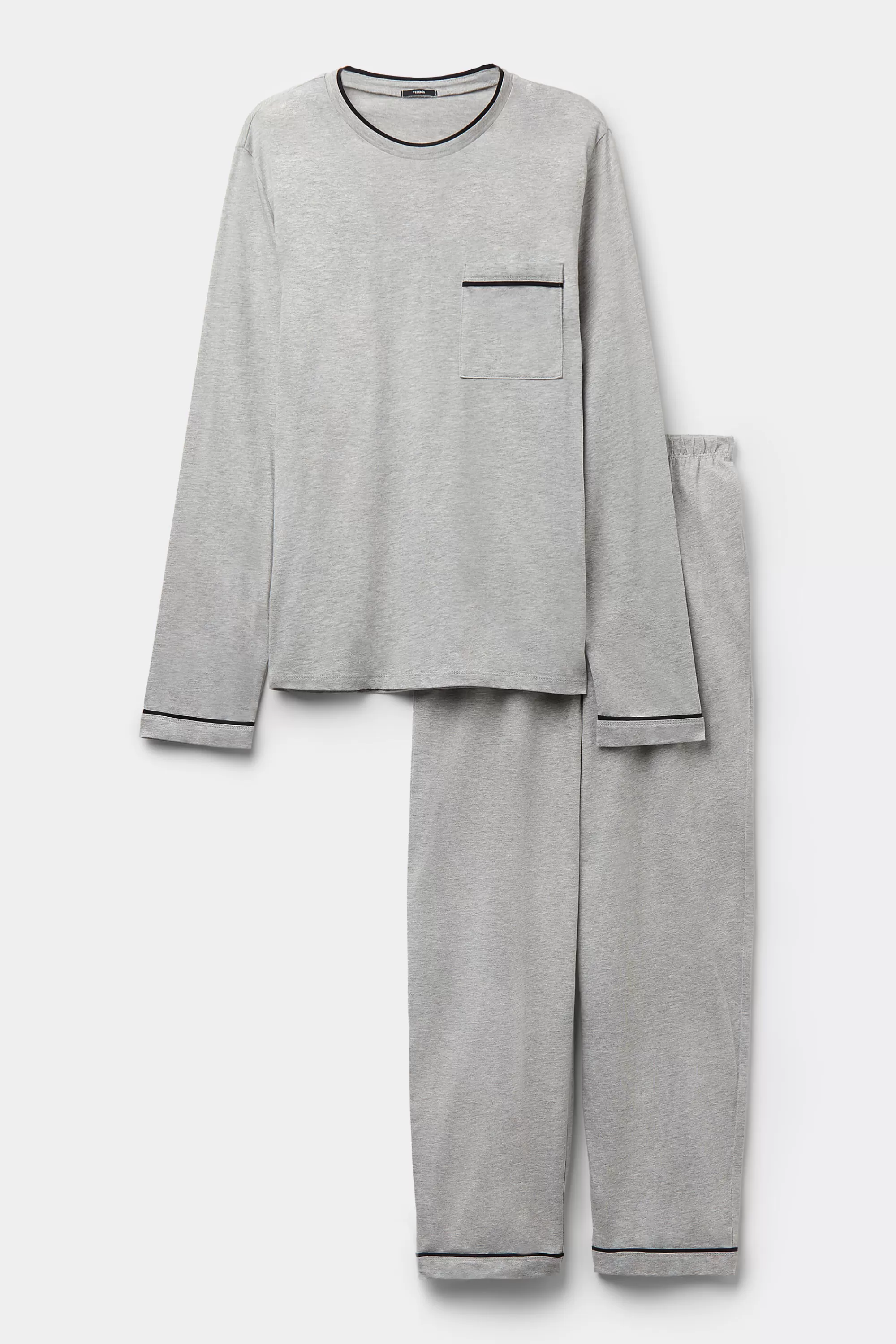 Cheap Pigiama Lungo Uomo In Cotone Piping - Pigiami Lunghi - Uomo | Pigiami lunghi