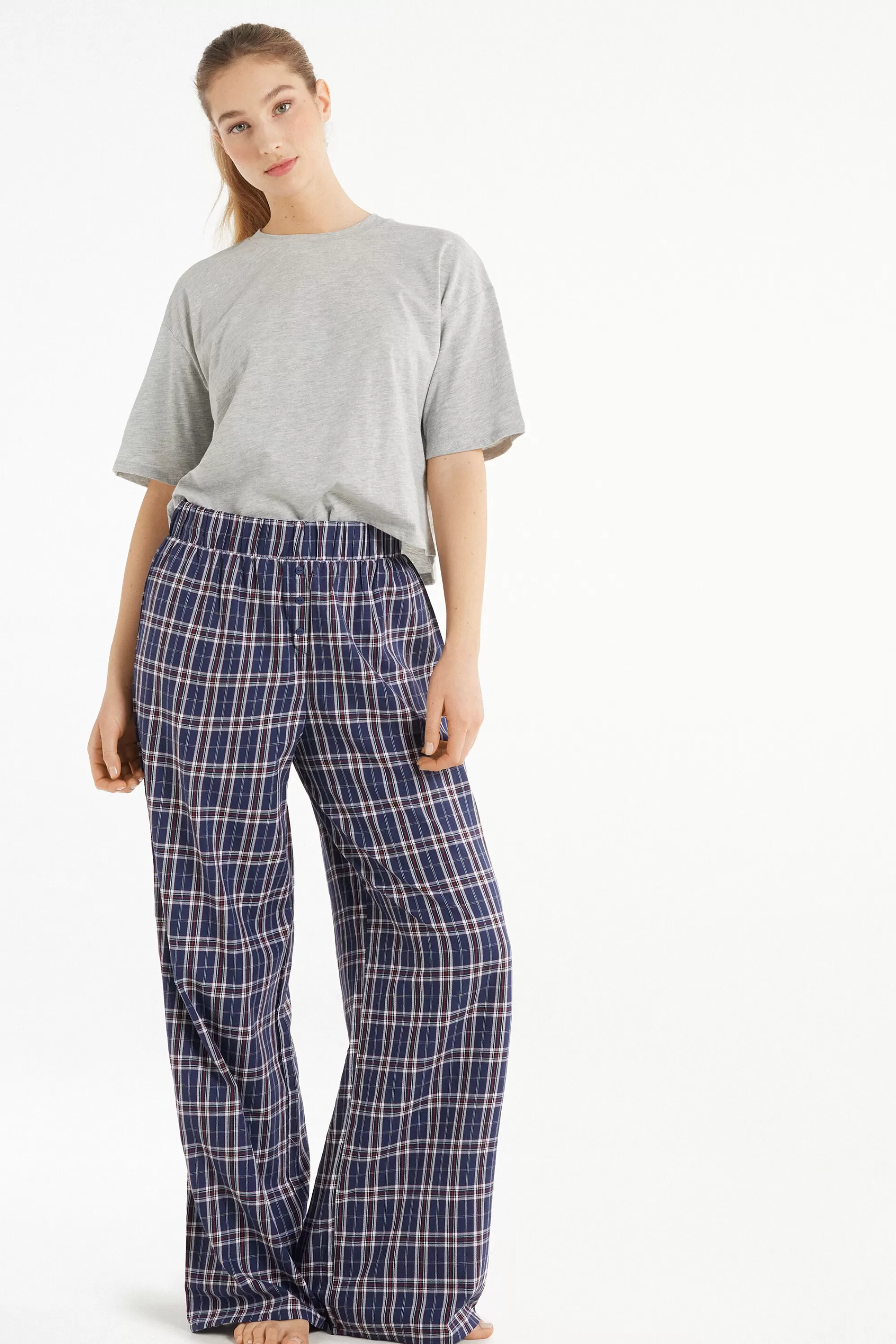 Best Pigiama Mezza Manica Con Pantalone Lungo In Tela - Pigiami Lunghi - Donna | Pigiami lunghi
