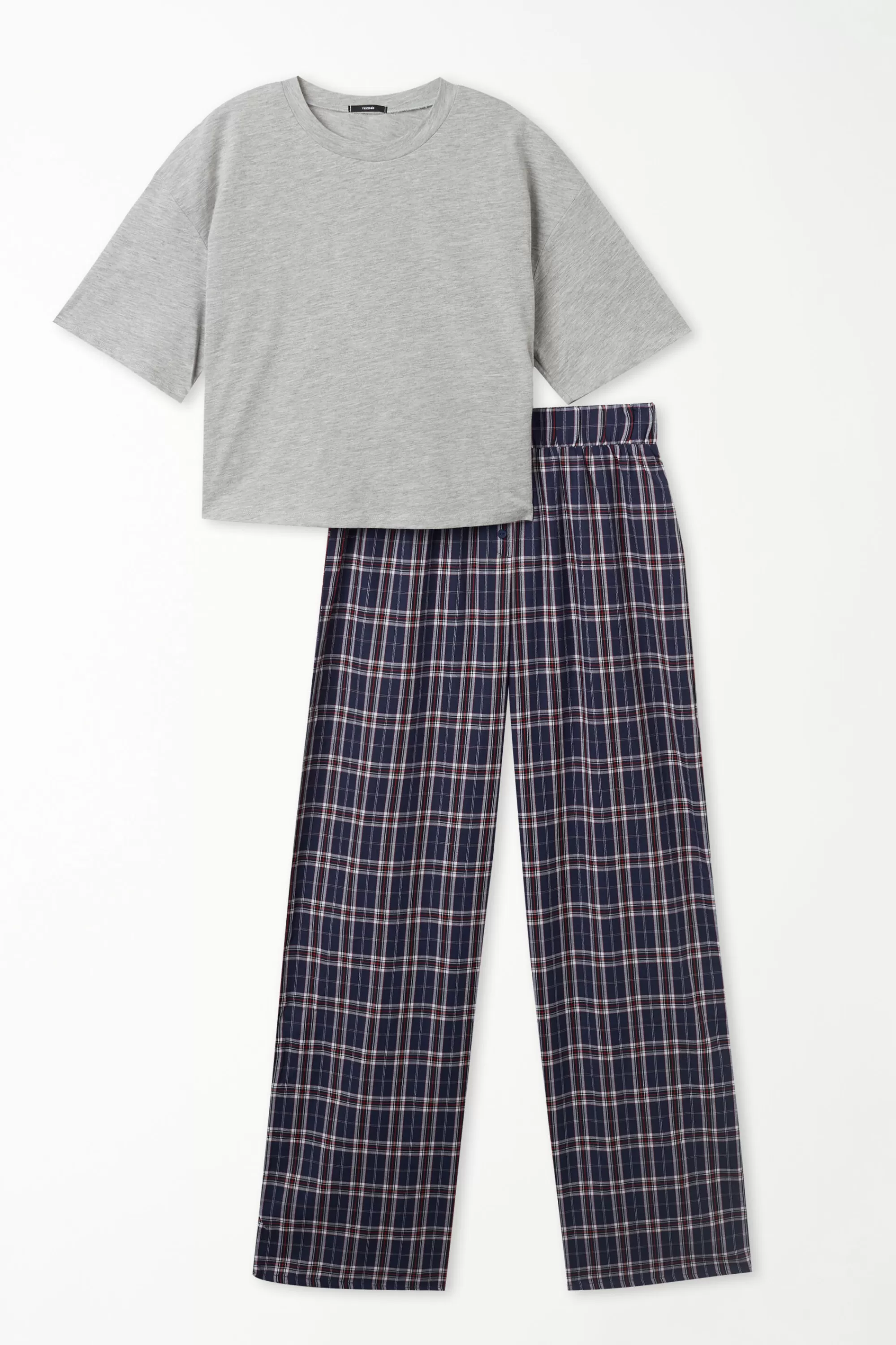 Best Pigiama Mezza Manica Con Pantalone Lungo In Tela - Pigiami Lunghi - Donna | Pigiami lunghi