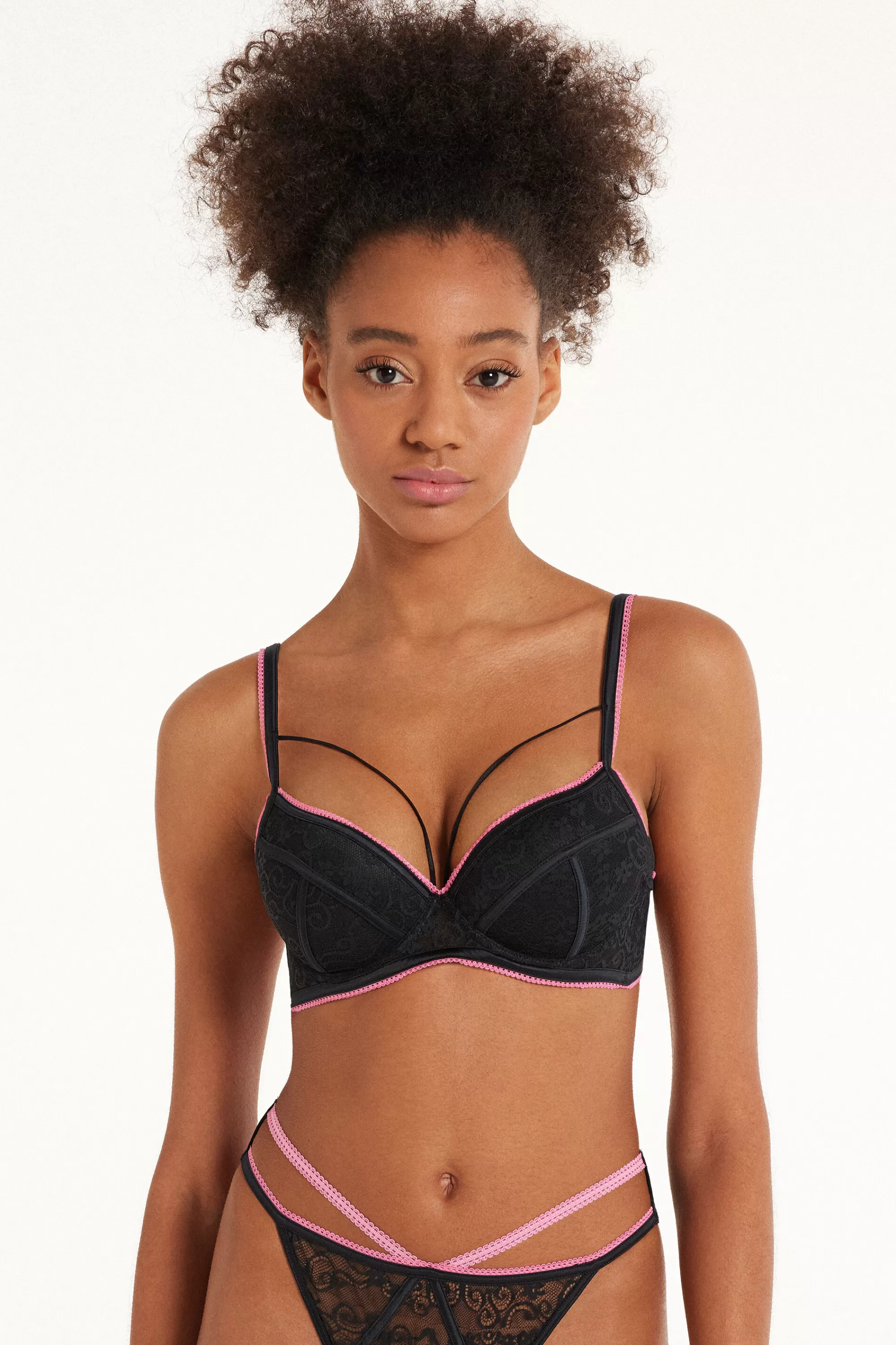 Fashion Reggiseno Balconcino Berlin Dark Rose Lace - Push Up - Donna | Reggiseni