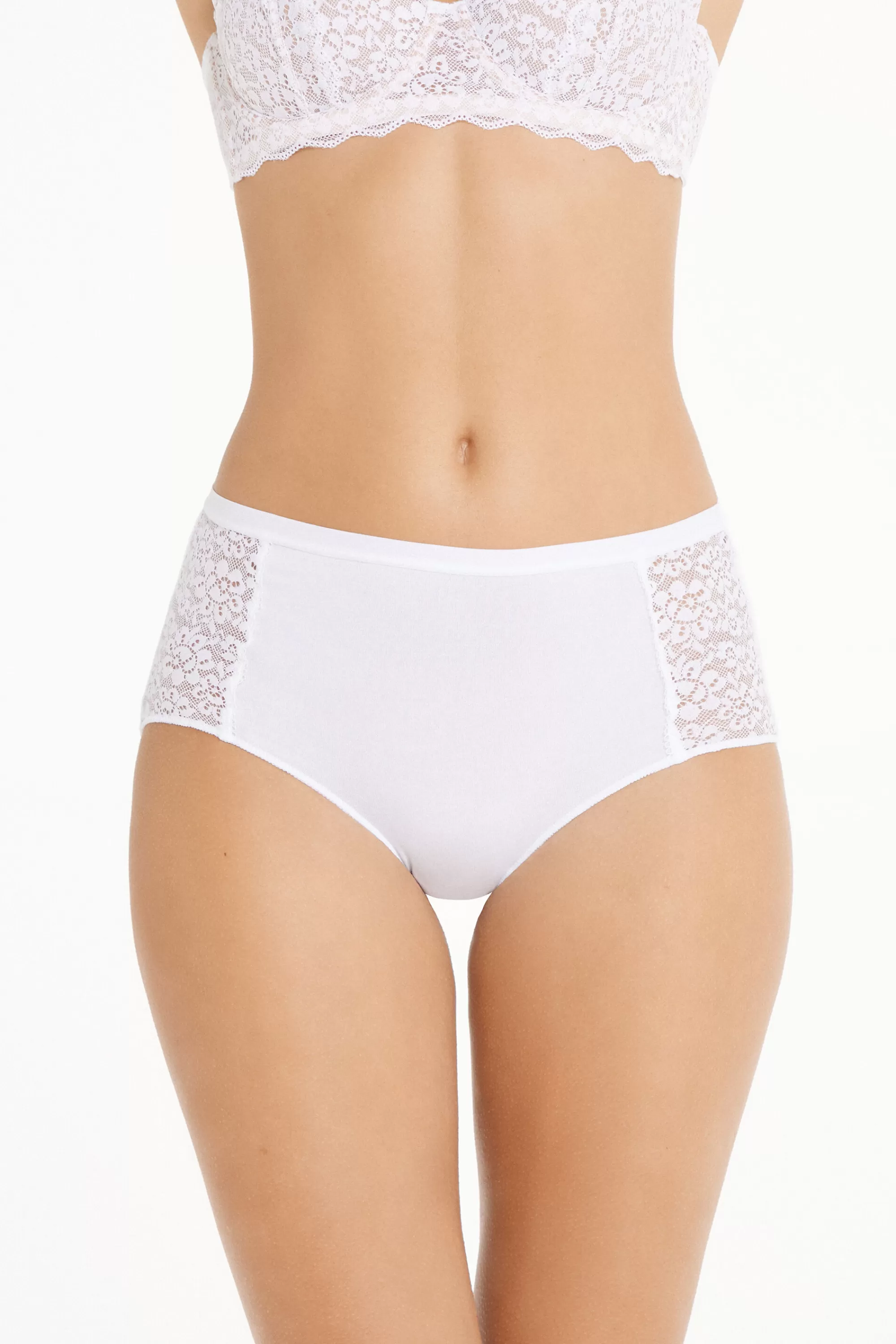 Online Slip Alto In Cotone E Pizzo Riciclato - Slip Classico - Donna | Slip | Completi intimi