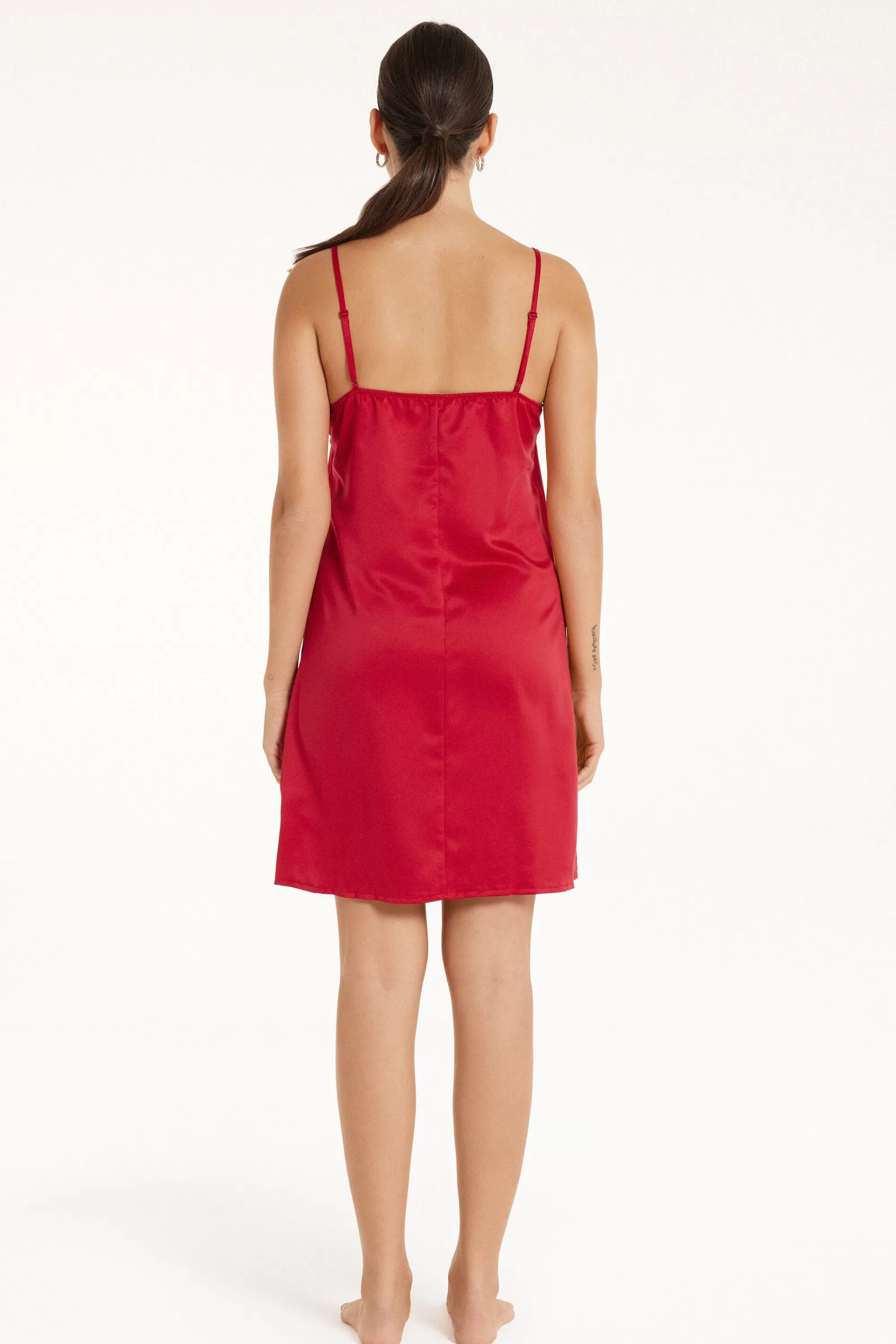 Sale Sottoveste In Raso Con Spacco E Pizzo - Sottovesti - Donna | Lingerie