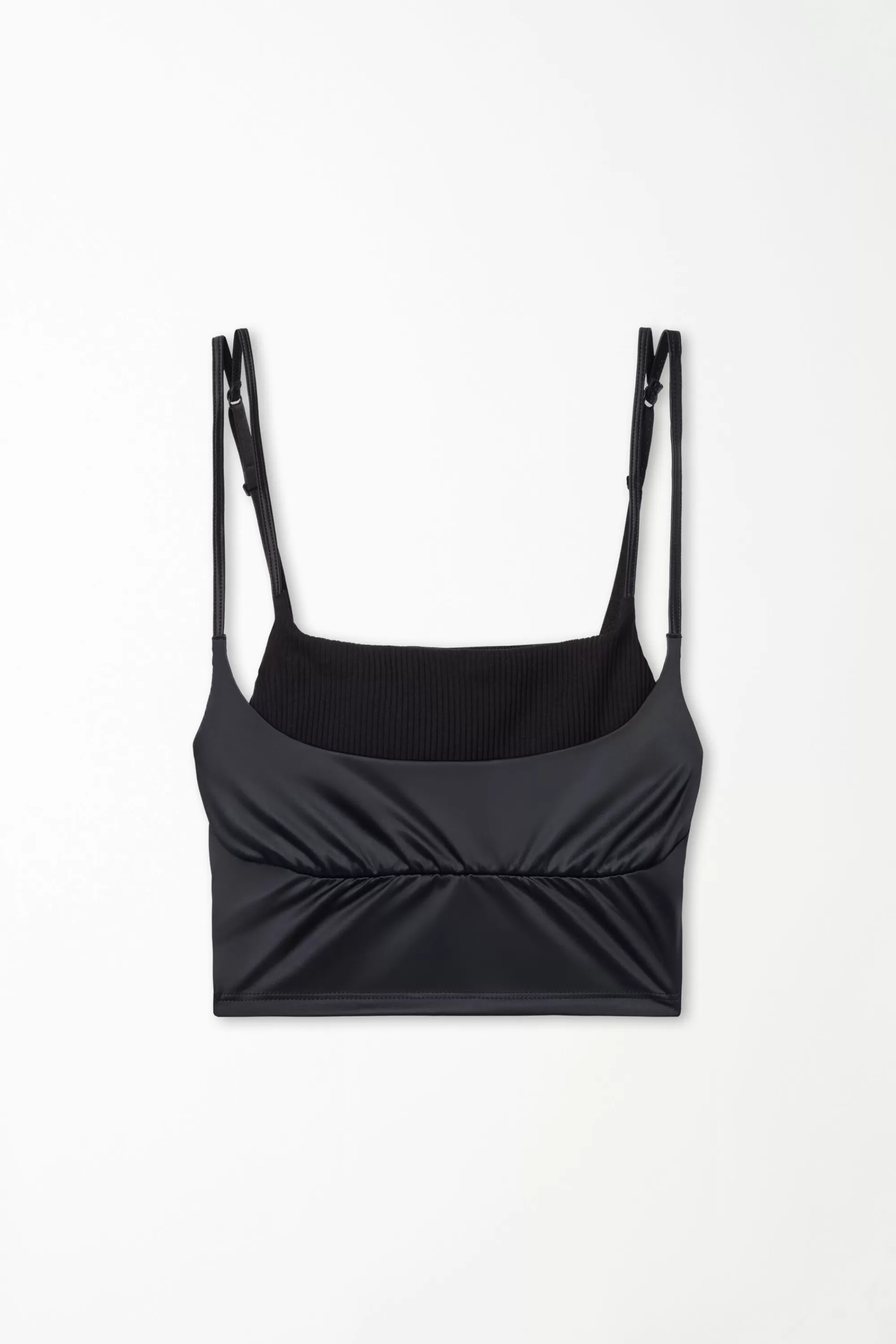Shop Top Cortissimo A Costine E Microfibra Lucida - Canotte E Top - Donna | Collezione Fitness | Canotte e Top