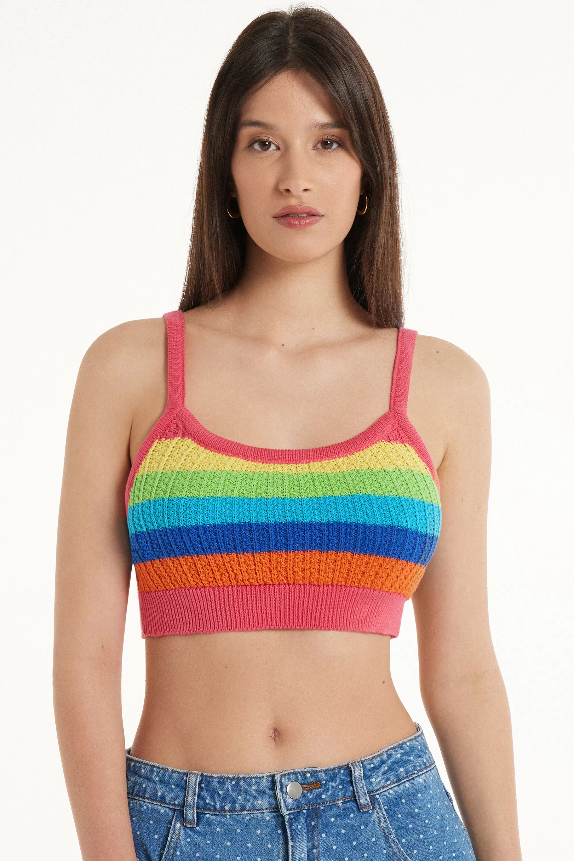 Best Sale Top Cortissimo A Righe Cotone Calato - Canotte E Top - Donna | Canotte e Top