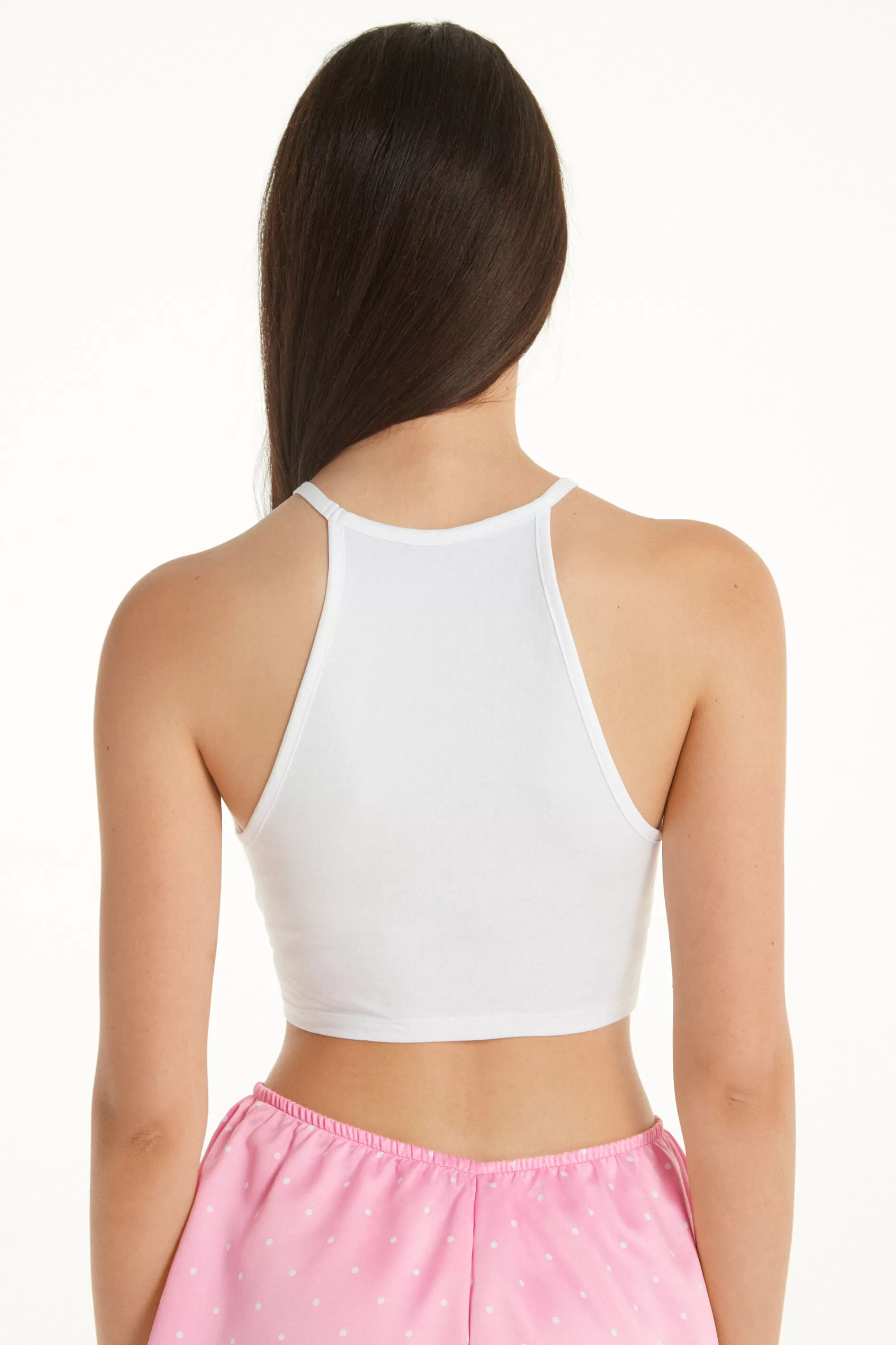 Flash Sale Top Corto In Cotone Elasticizzato Con Stampa - Pigiami Combinabili - Donna | Canotte e Top | Pigiami combinabili