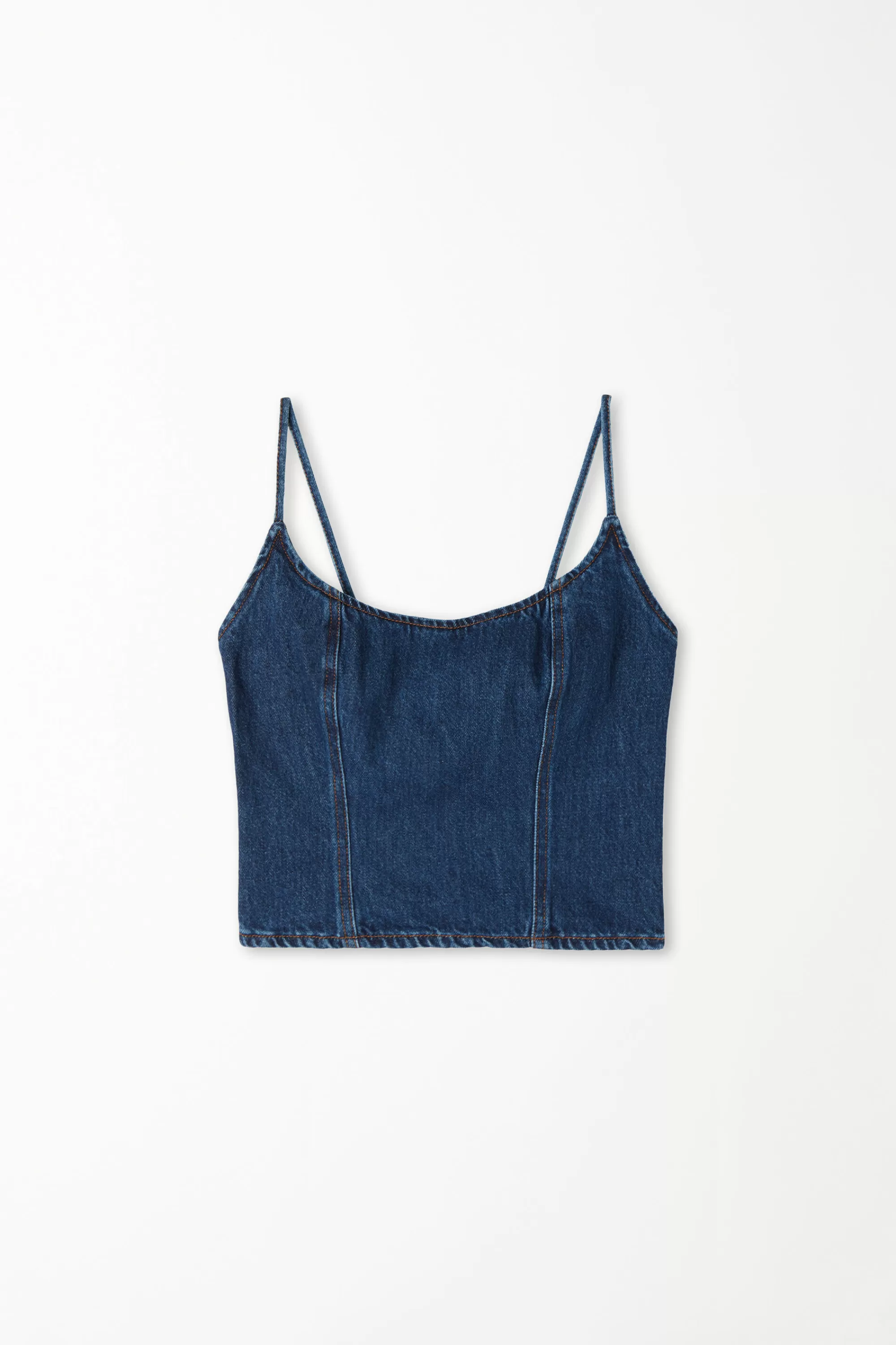 Hot Top Corto In Denim Con Spalline Sottili - Canotte E Top - Donna | Canotte e Top