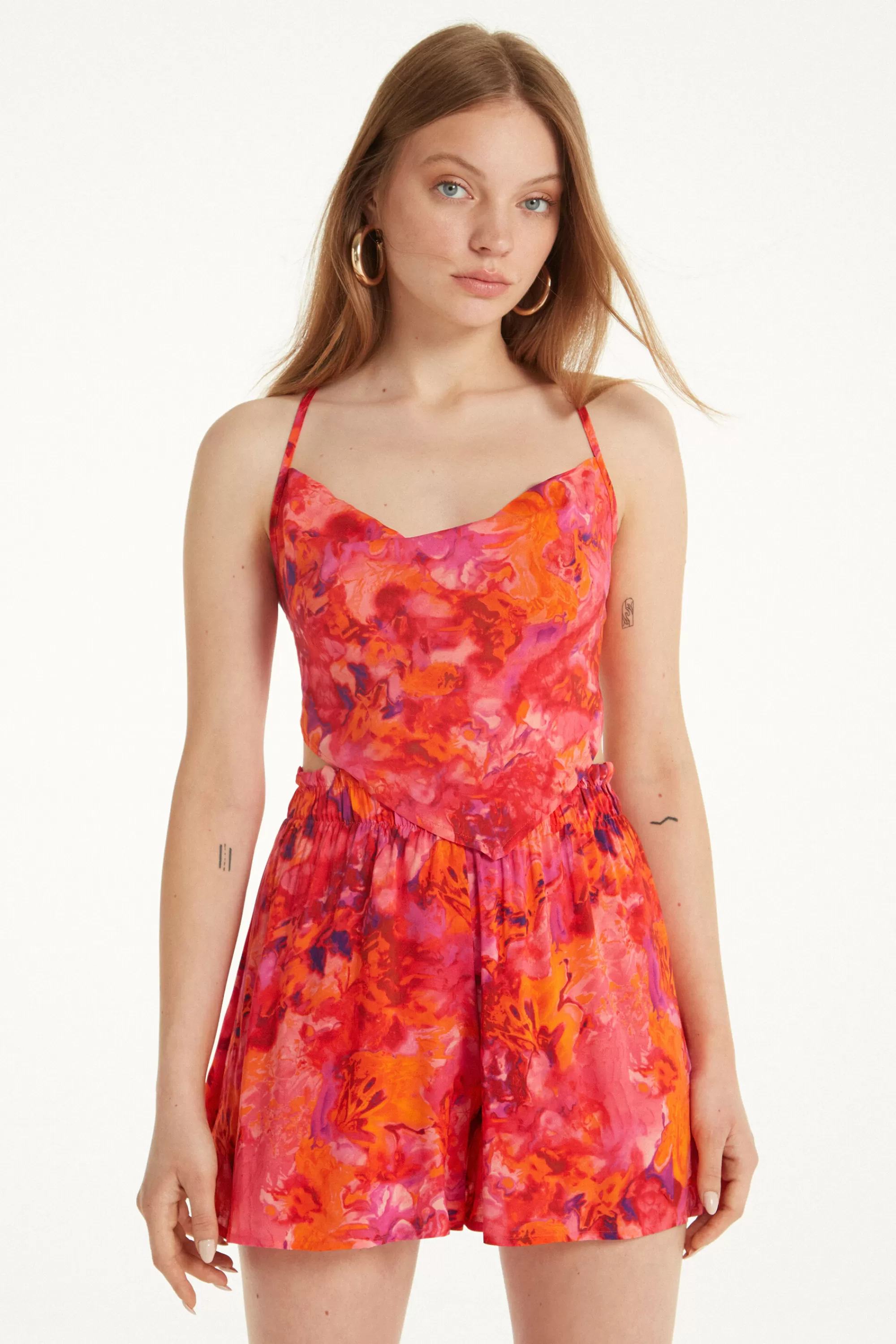 Shop Top Corto In Tela Viscosa Con Incroci - Canotte E Top - Donna | Canotte e Top