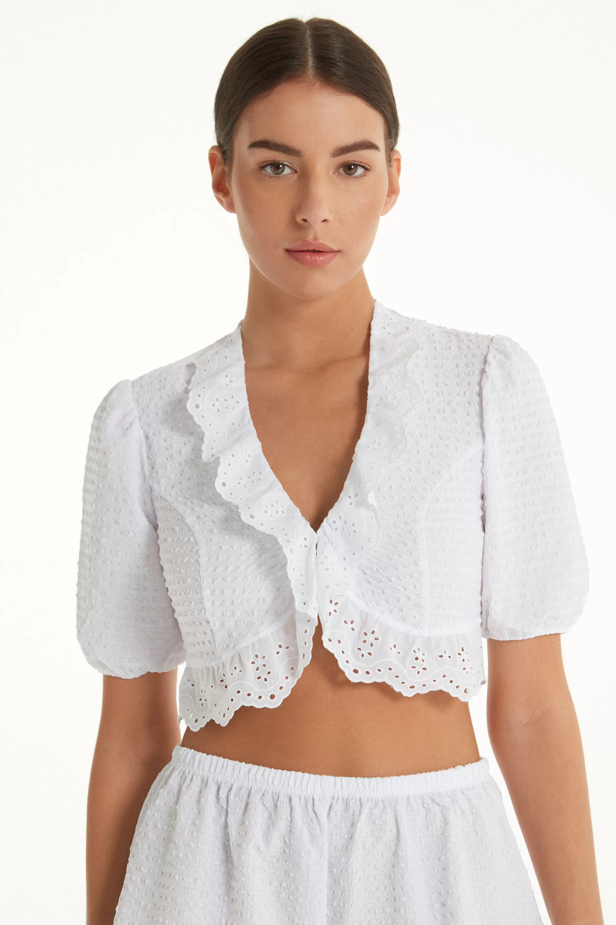Best Top Corto Manica Corta Effetto Stropicciato - Magliette Maniche Corte - Donna | Magliette maniche corte