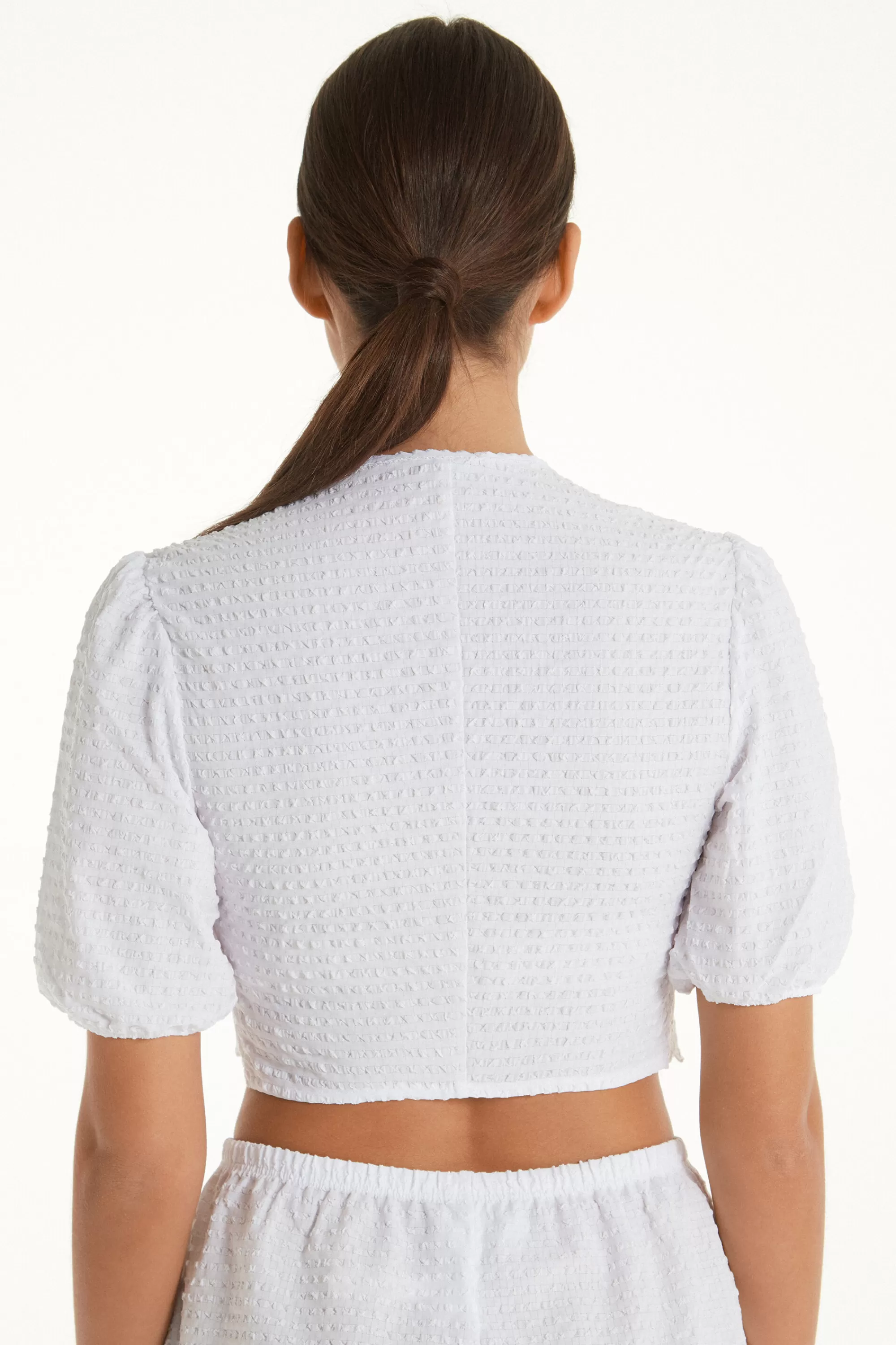Best Top Corto Manica Corta Effetto Stropicciato - Magliette Maniche Corte - Donna | Magliette maniche corte