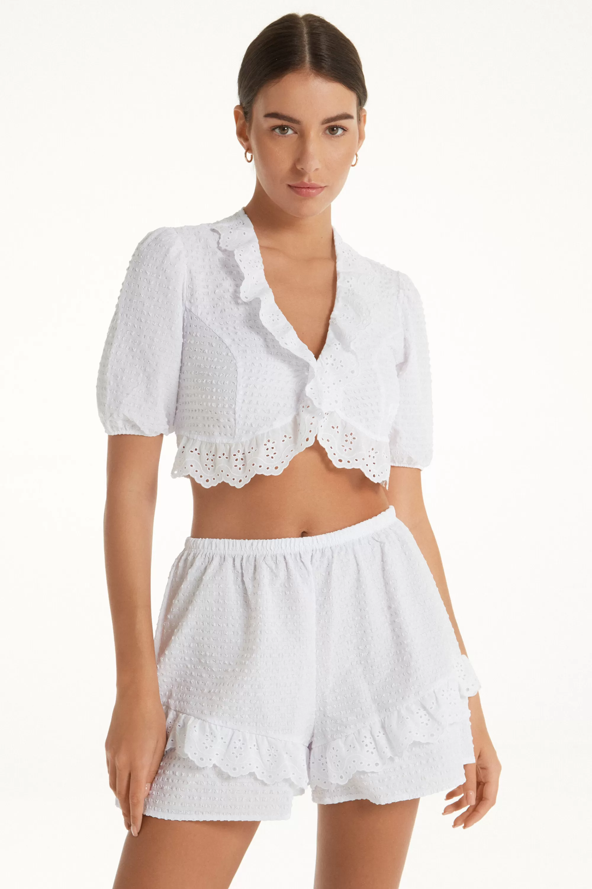 Best Top Corto Manica Corta Effetto Stropicciato - Magliette Maniche Corte - Donna | Magliette maniche corte