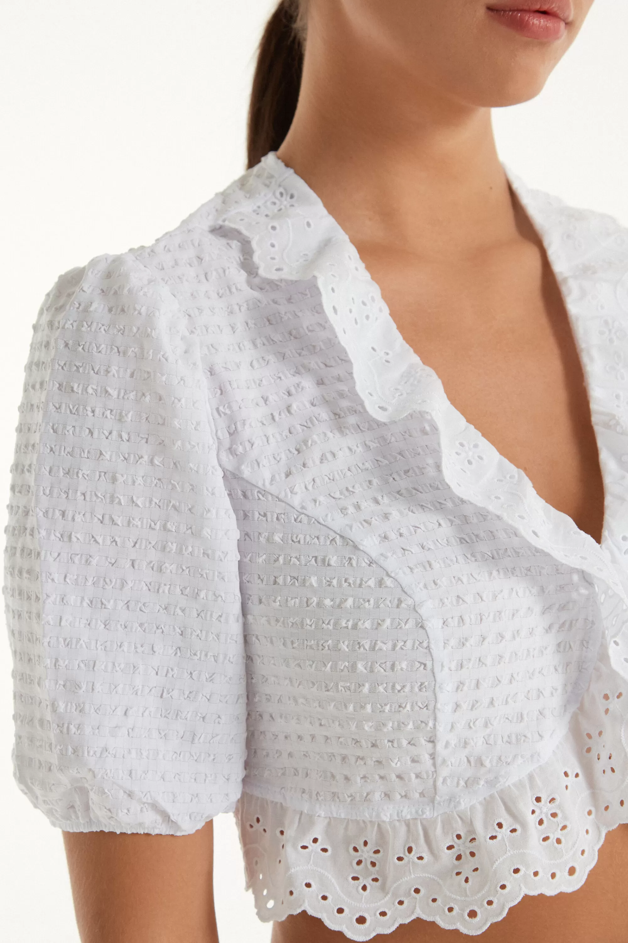 Best Top Corto Manica Corta Effetto Stropicciato - Magliette Maniche Corte - Donna | Magliette maniche corte