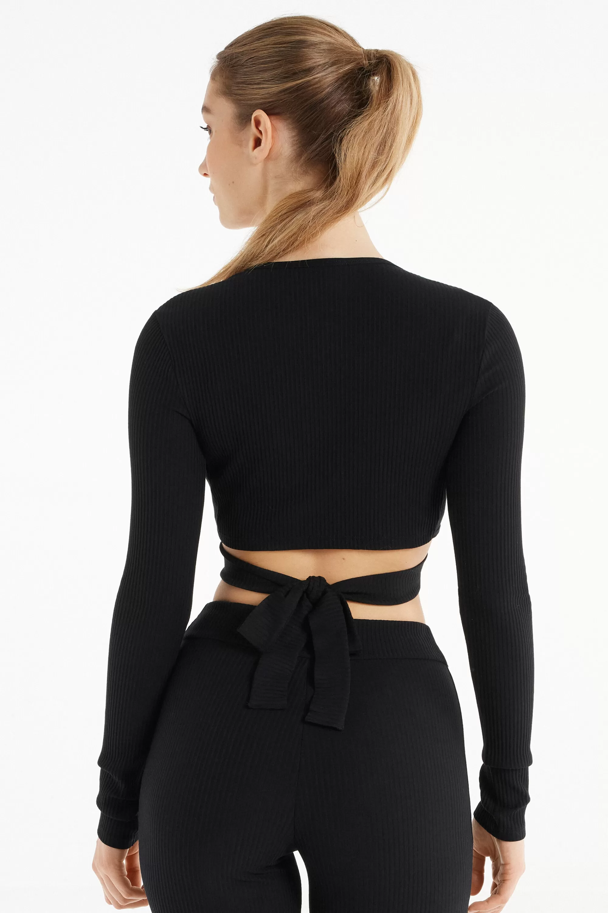 Best Sale Top Corto Manica Lunga Incrociato Costine - Maglie Maniche Lunghe - Donna | Collezione Fitness | Maglie maniche lunghe